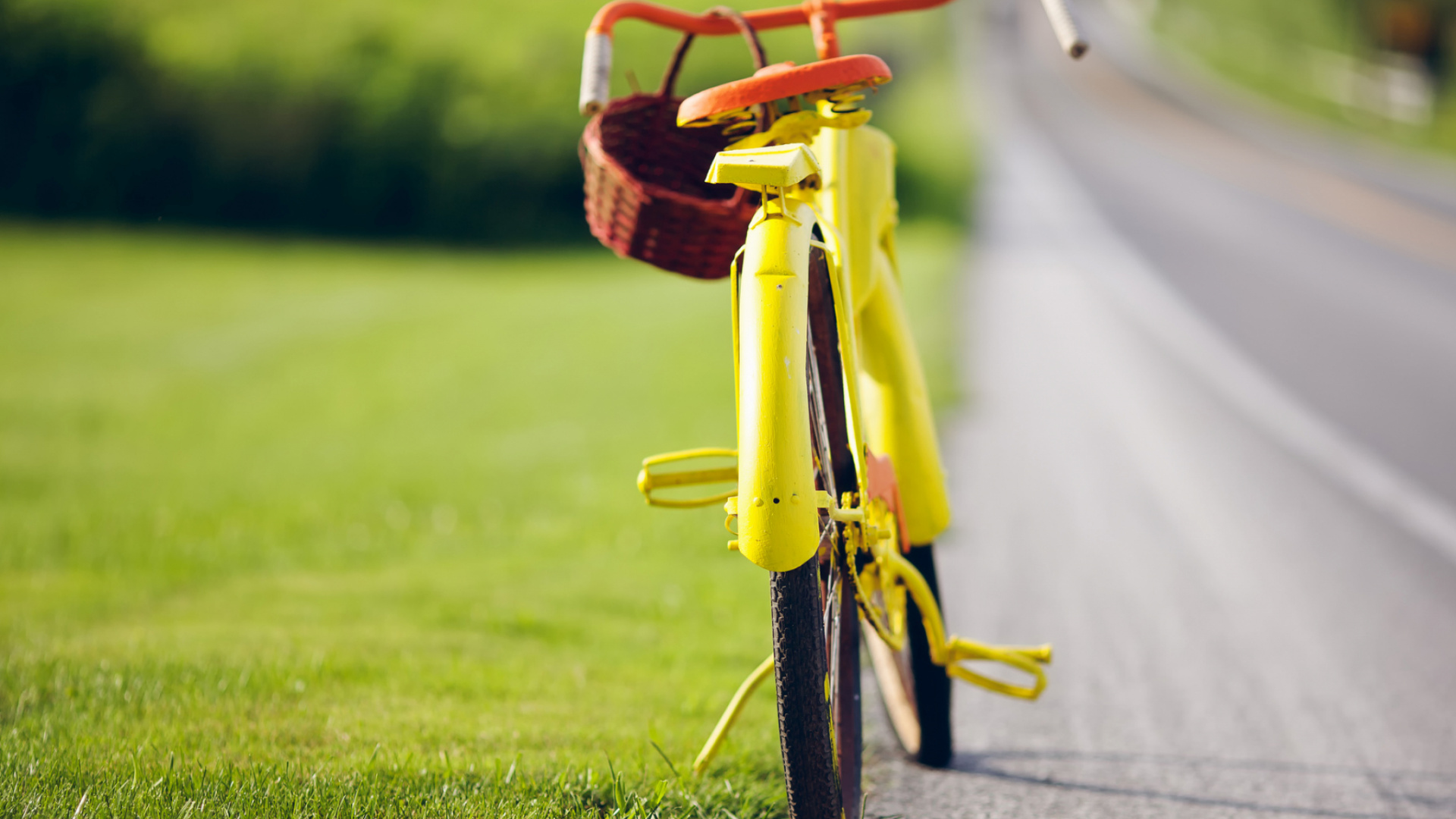 Red and Yellow Bicycle on Green Grass Field During Daytime. Wallpaper in 1920x1080 Resolution