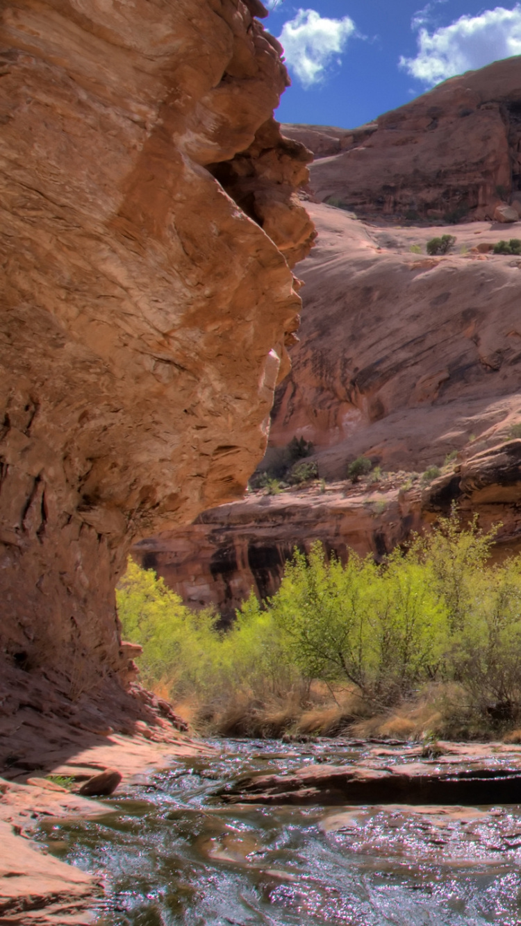 Brown Rocky Mountain Beside River During Daytime. Wallpaper in 750x1334 Resolution