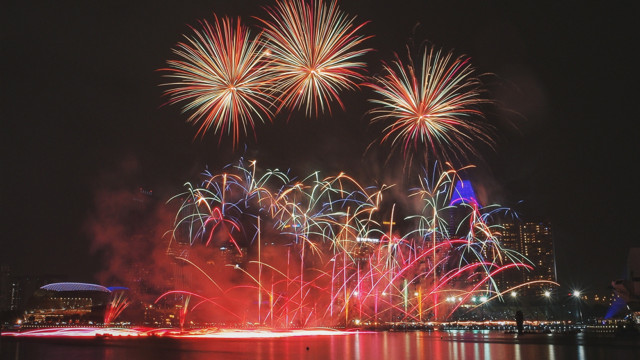 Nouvelle Année, Artifice, Nuit, le Jour de L'an, Minuit. Wallpaper in 1280x720 Resolution