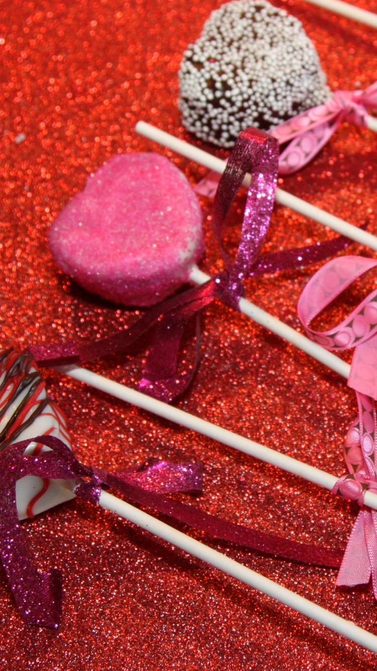 Cake Pop, Confectionery, Dessert, Heart, Love. Wallpaper in 750x1334 Resolution