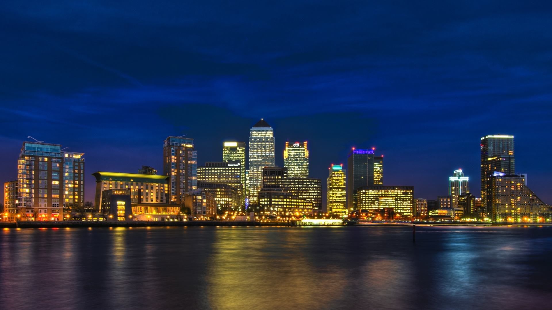 Skyline Der Stadt Bei Nacht Night. Wallpaper in 1920x1080 Resolution