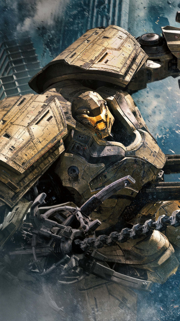 Robot Noir et Marron Sur Sol Bleu et Blanc. Wallpaper in 750x1334 Resolution