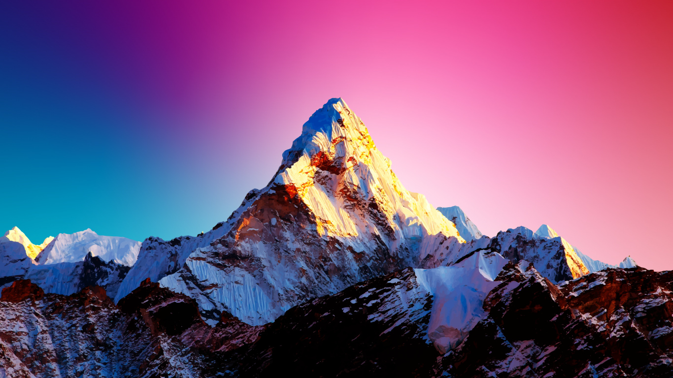 Natur, Alpen, Gipfel, Mount Scenery, Bergkette. Wallpaper in 1366x768 Resolution