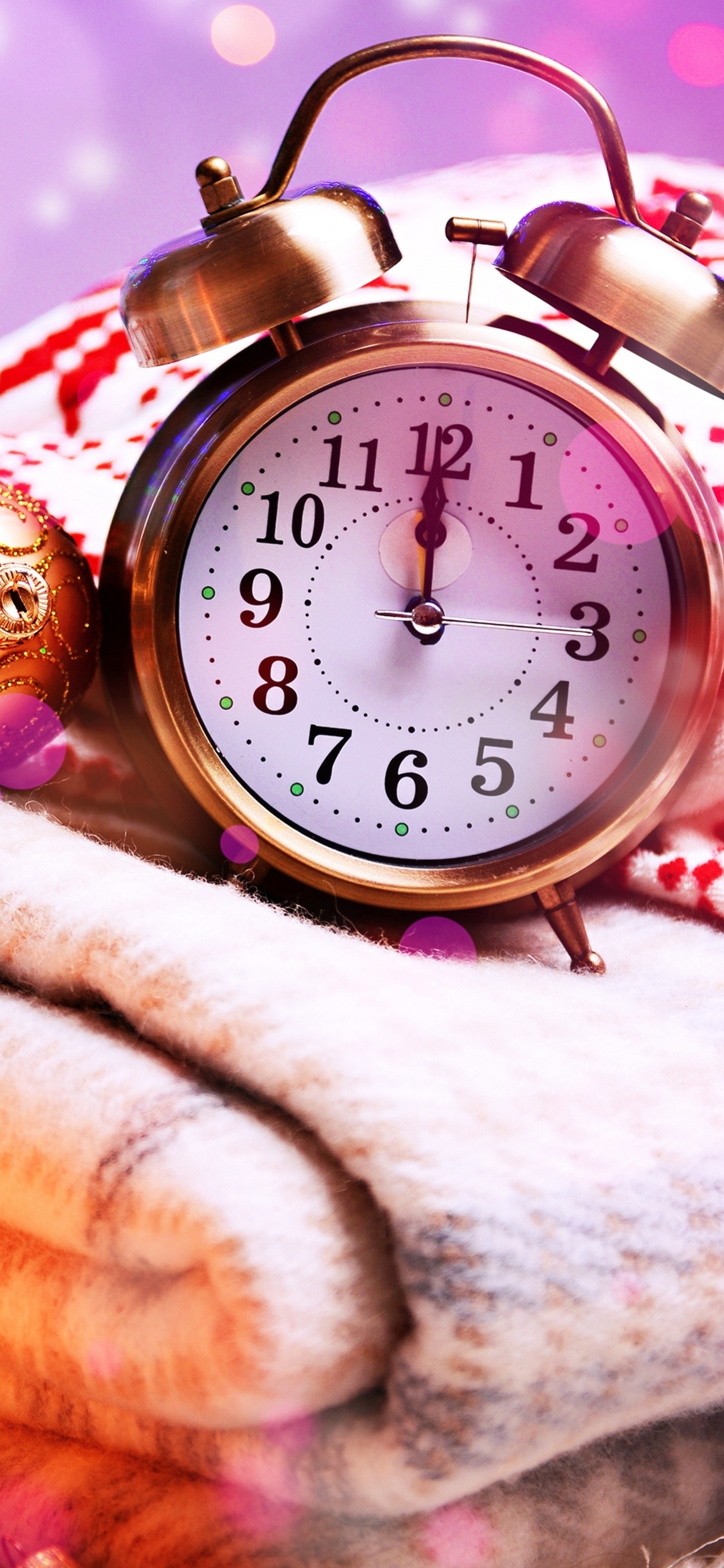 New Year, Christmas Day, Holiday, Alarm Clock, Watch. Wallpaper in 1125x2436 Resolution