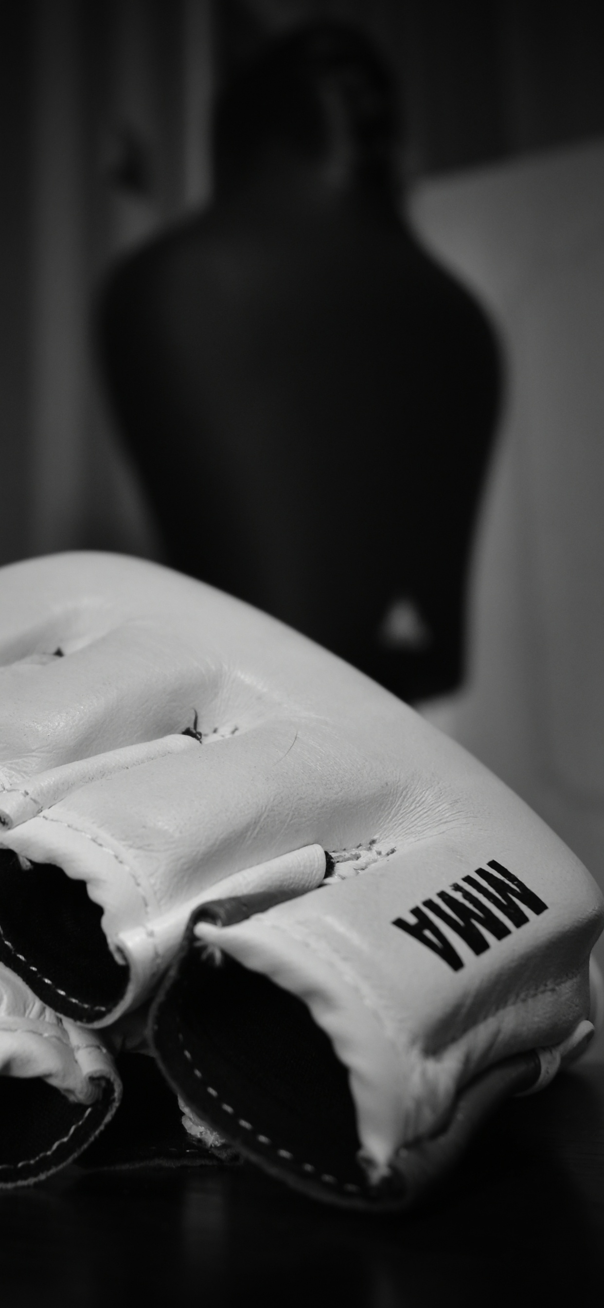 Grayscale Photo of White and Black Nike Athletic Shoes. Wallpaper in 1242x2688 Resolution