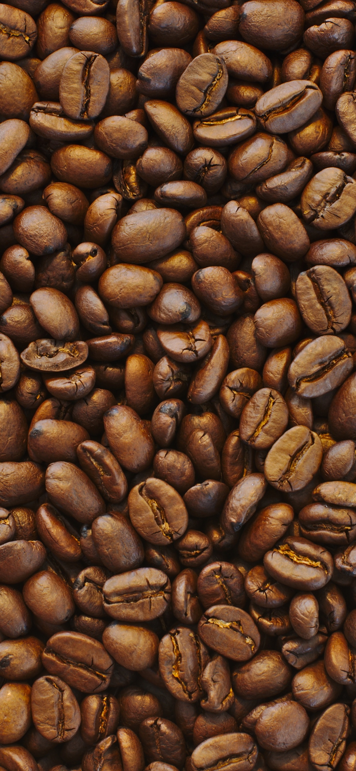 Grains de Café Bruns Sur Surface Noire. Wallpaper in 1242x2688 Resolution