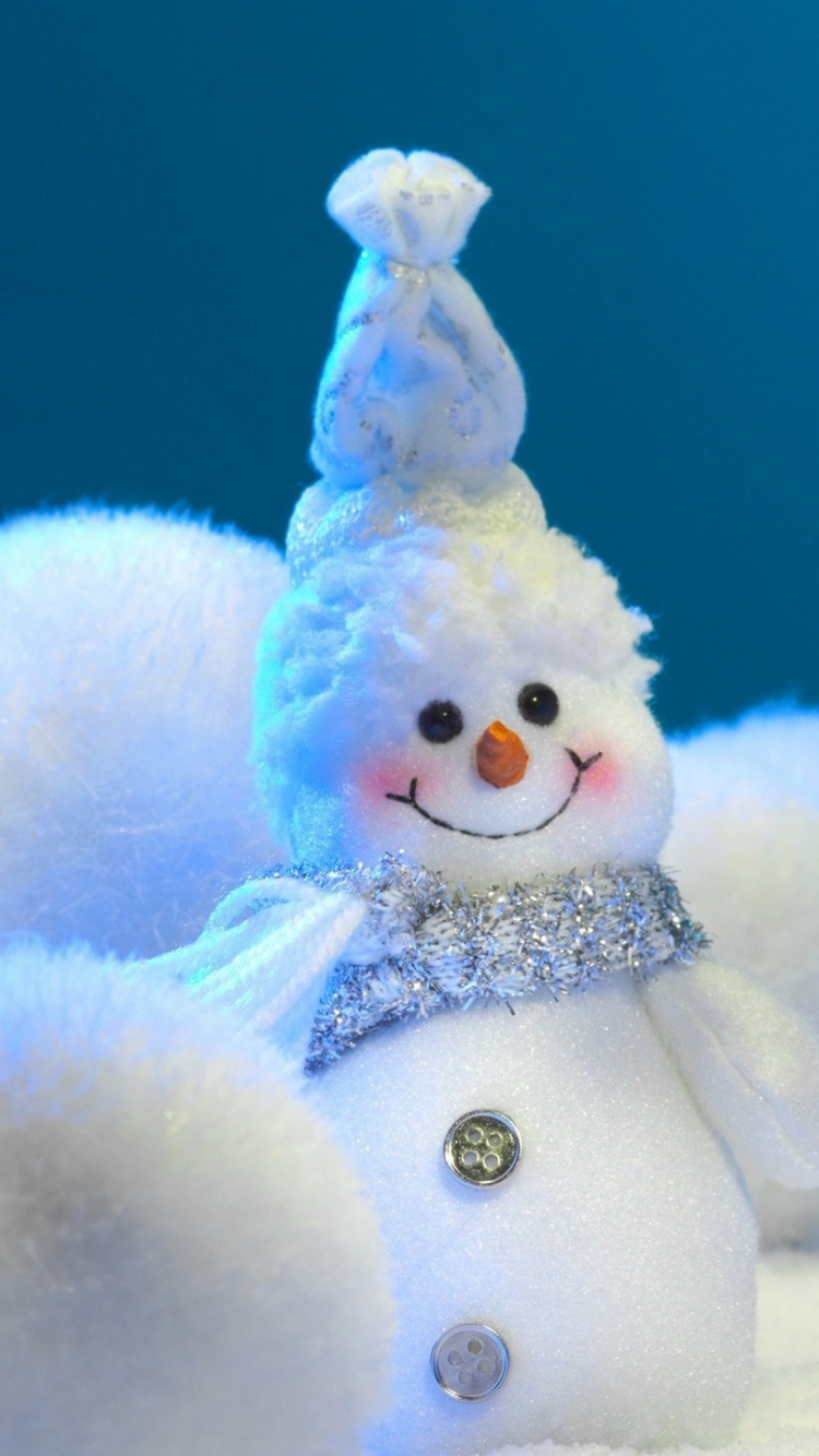 Bonhomme de Neige Blanc Avec Écharpe Blanche. Wallpaper in 750x1334 Resolution