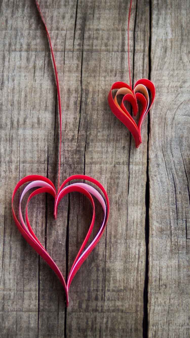 Herzen, Liebe, Valentines Tag, Holz, Verzierung. Wallpaper in 750x1334 Resolution