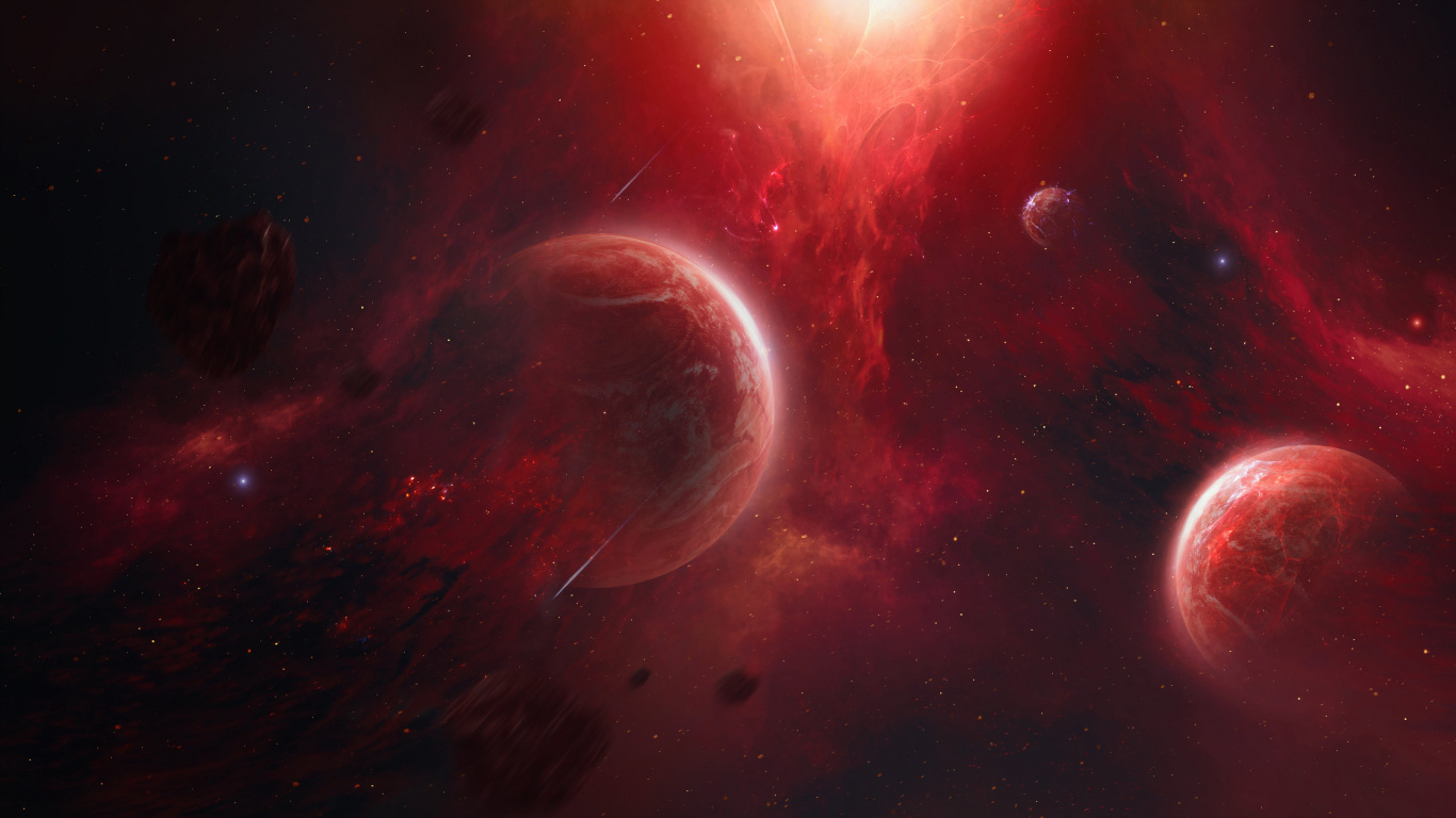 Red and White Galaxy Illustration. Wallpaper in 1366x768 Resolution