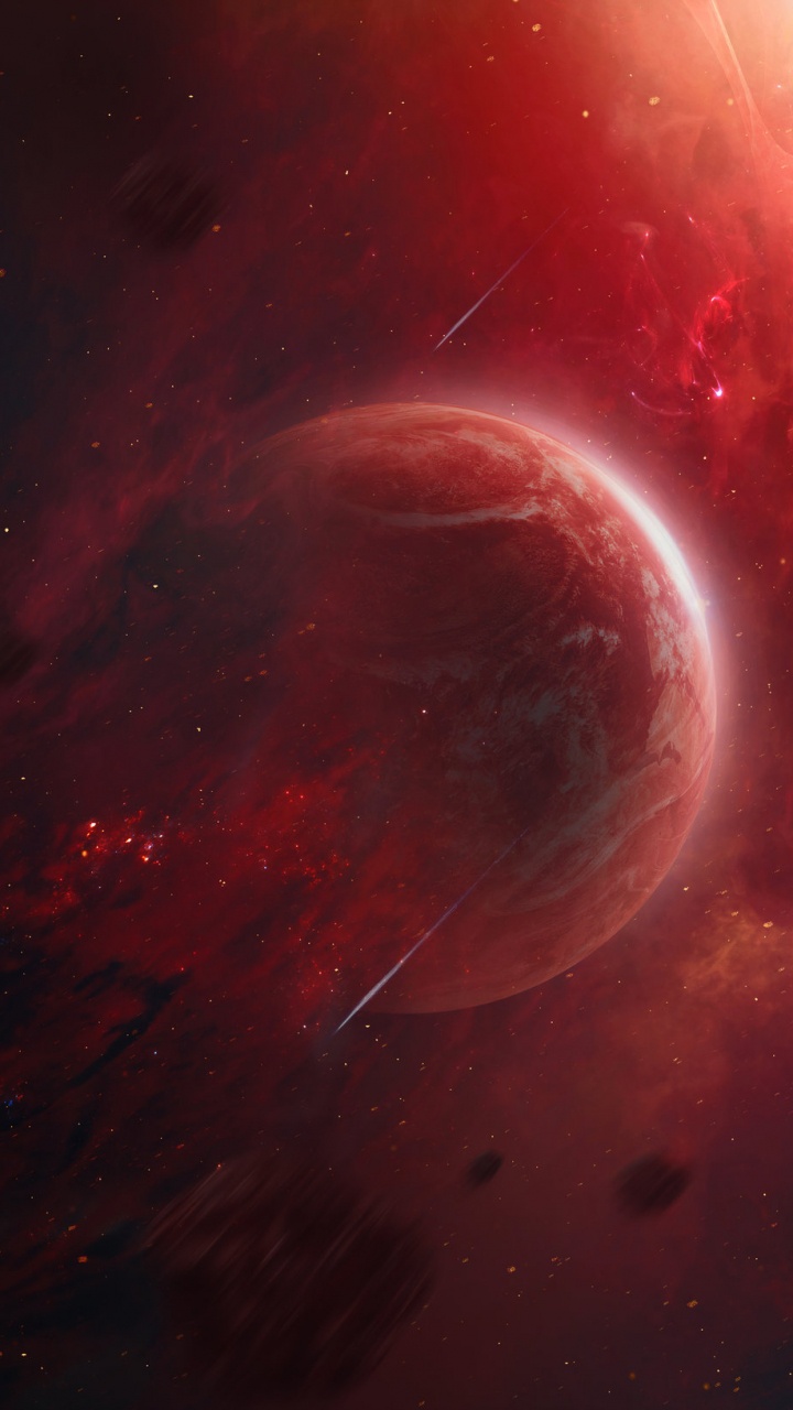 Ilustración de Galaxia Roja y Blanca. Wallpaper in 720x1280 Resolution