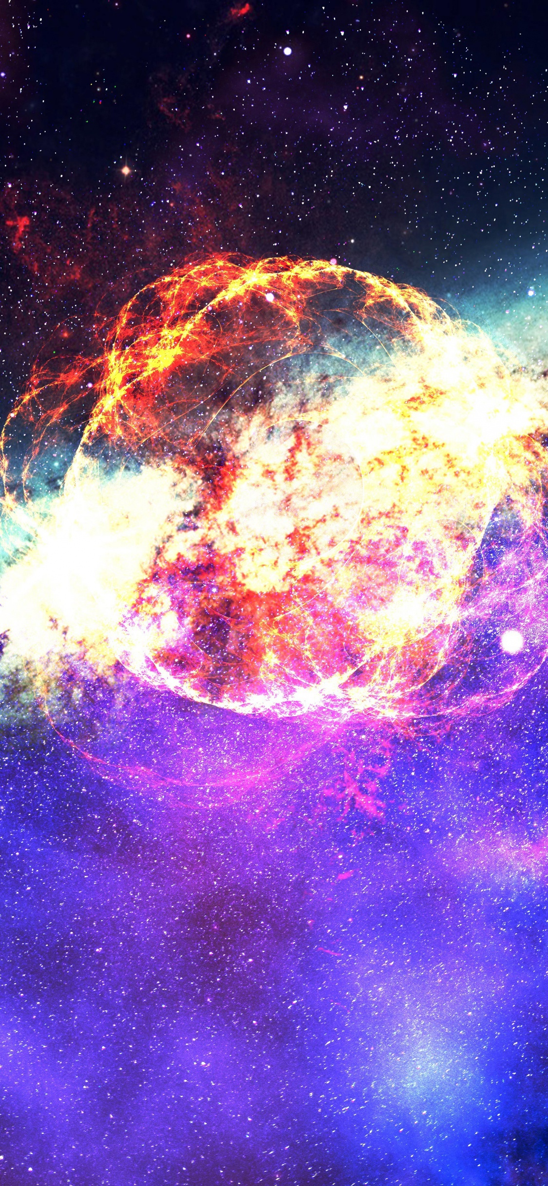 Illustration de la Galaxie Bleue et Brune. Wallpaper in 1125x2436 Resolution