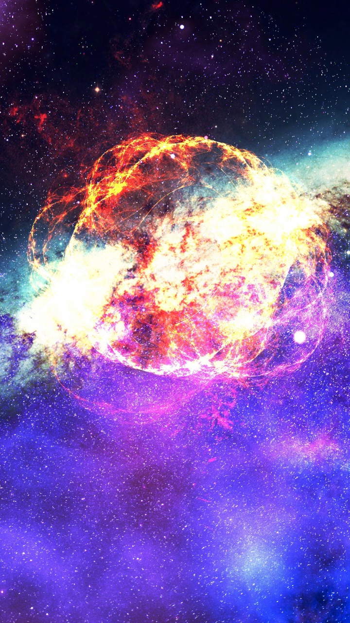 Illustration de la Galaxie Bleue et Brune. Wallpaper in 720x1280 Resolution