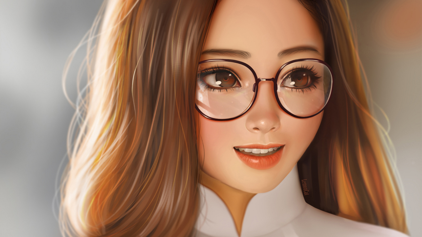 Frau Mit Schwarzer Brille. Wallpaper in 1366x768 Resolution