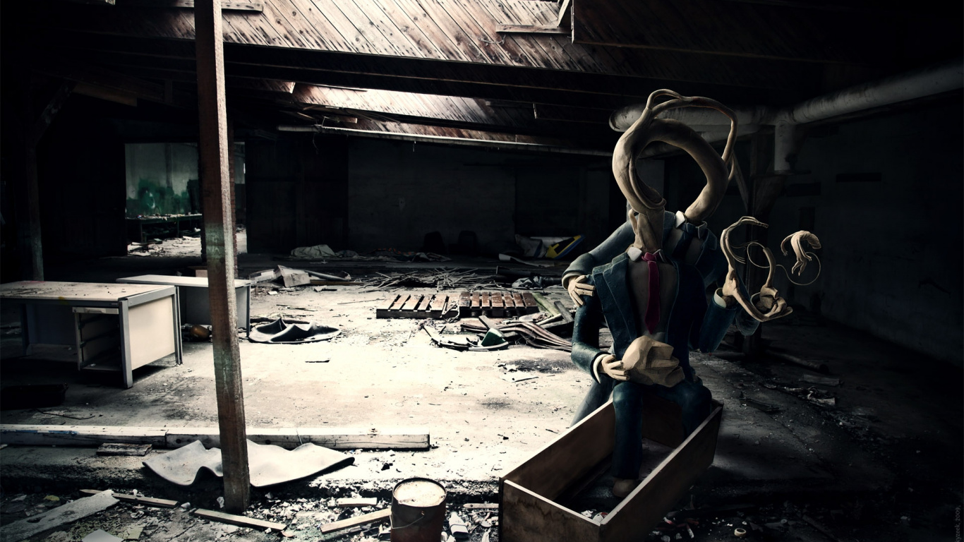 Homme en Costume Rouge et Noir Tenant Une Boîte en Bois Marron. Wallpaper in 1366x768 Resolution