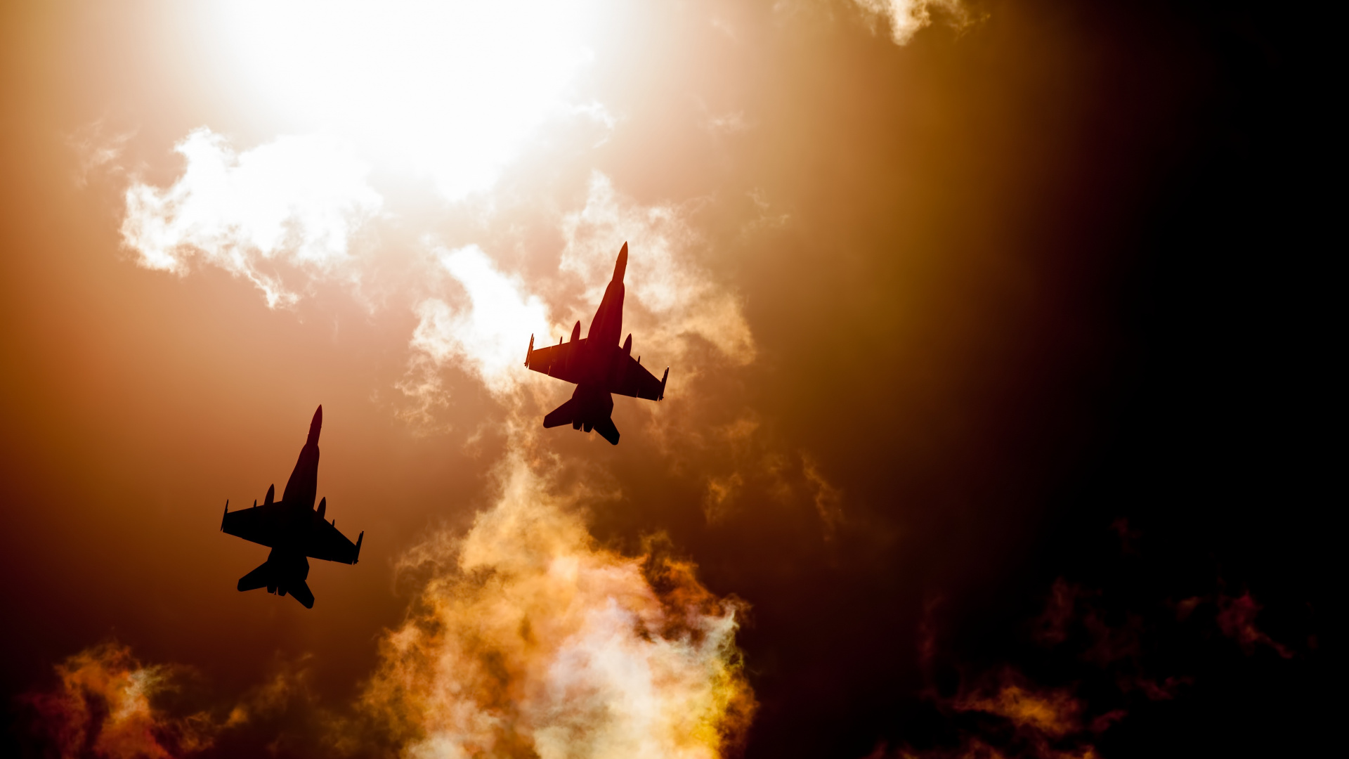 Dos Aviones de Combate Volando en el Cielo. Wallpaper in 1920x1080 Resolution