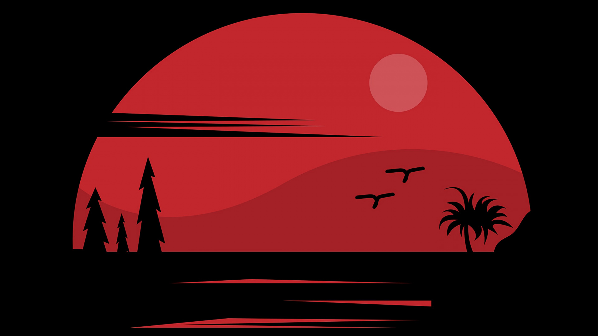 Red and Black Bird Illustration. Wallpaper in 1920x1080 Resolution