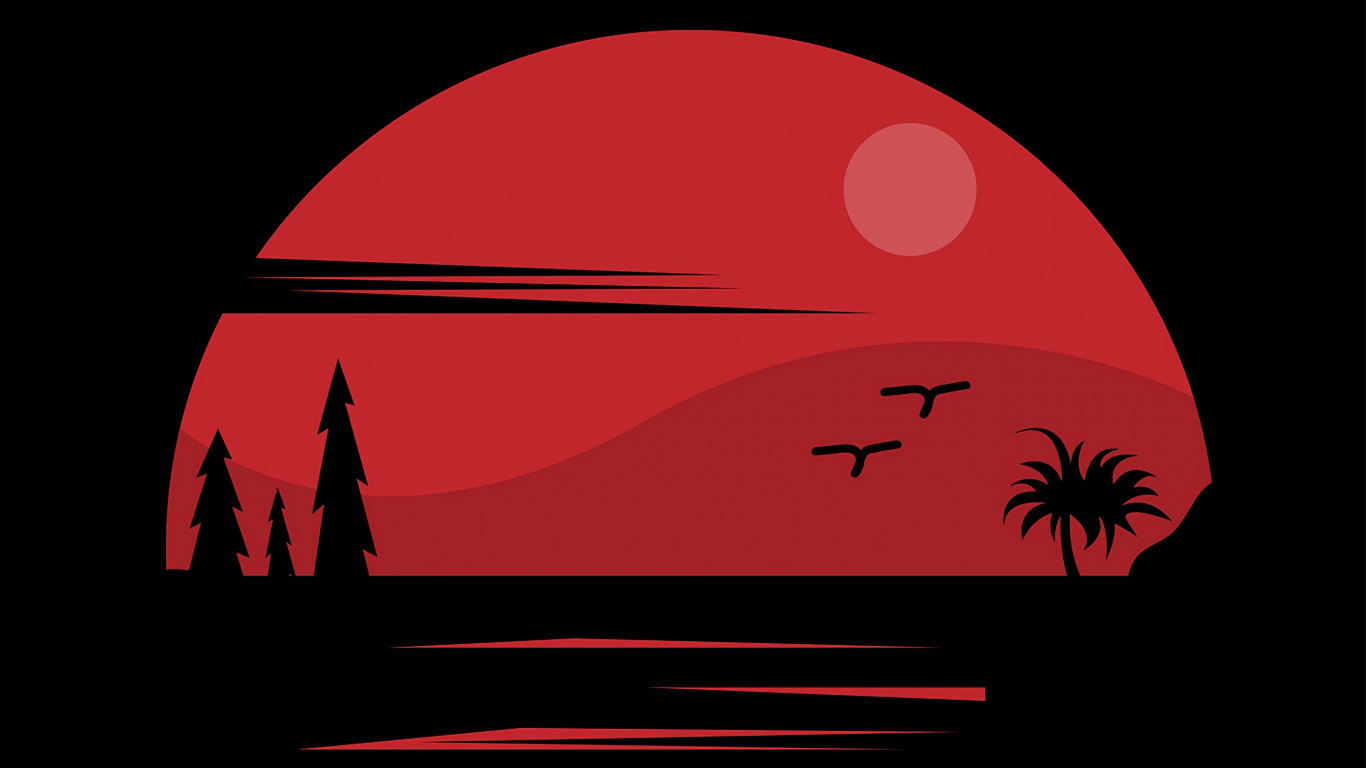Illustration D'oiseau Rouge et Noir. Wallpaper in 1366x768 Resolution