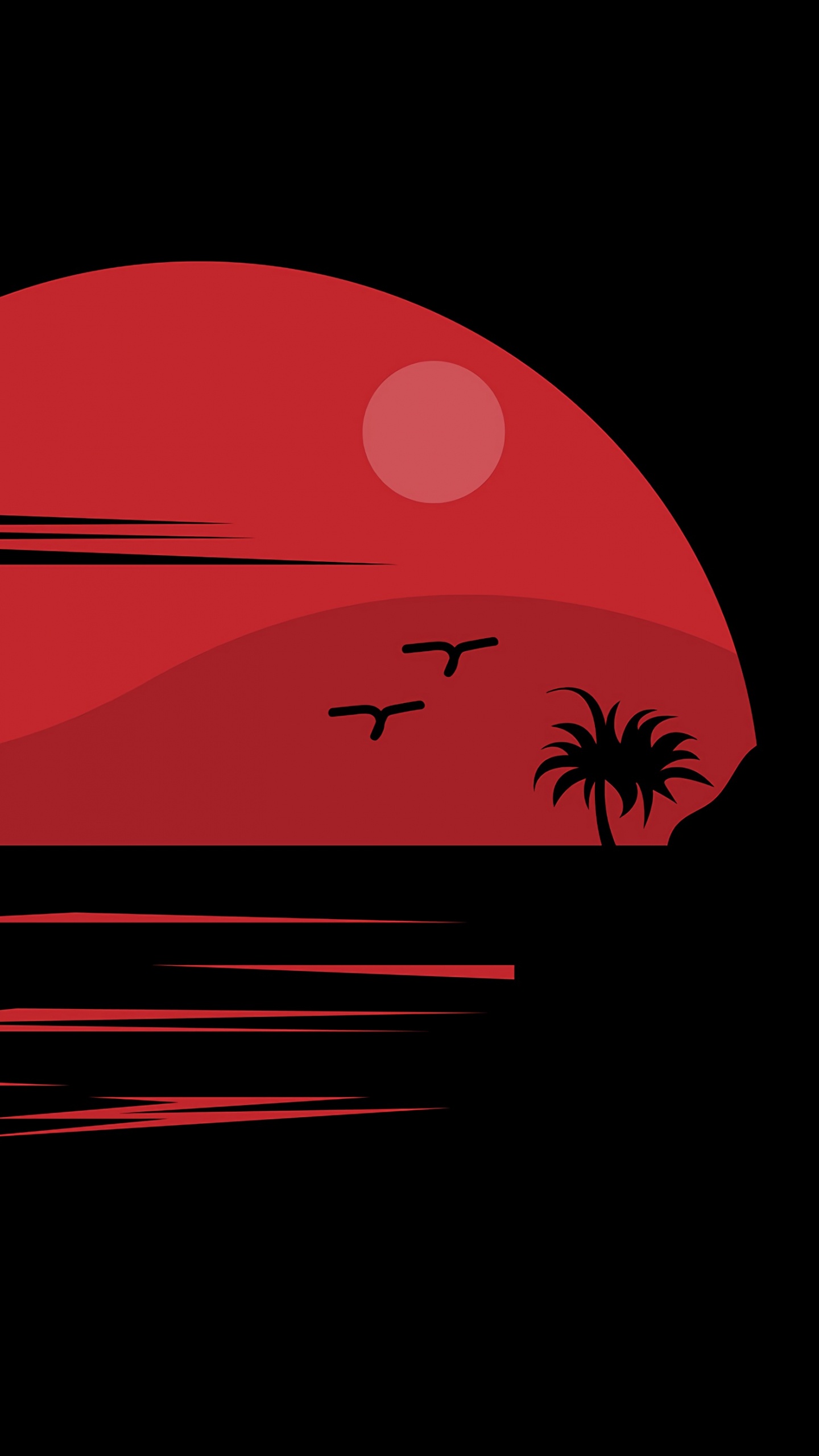 Illustration D'oiseau Rouge et Noir. Wallpaper in 1440x2560 Resolution
