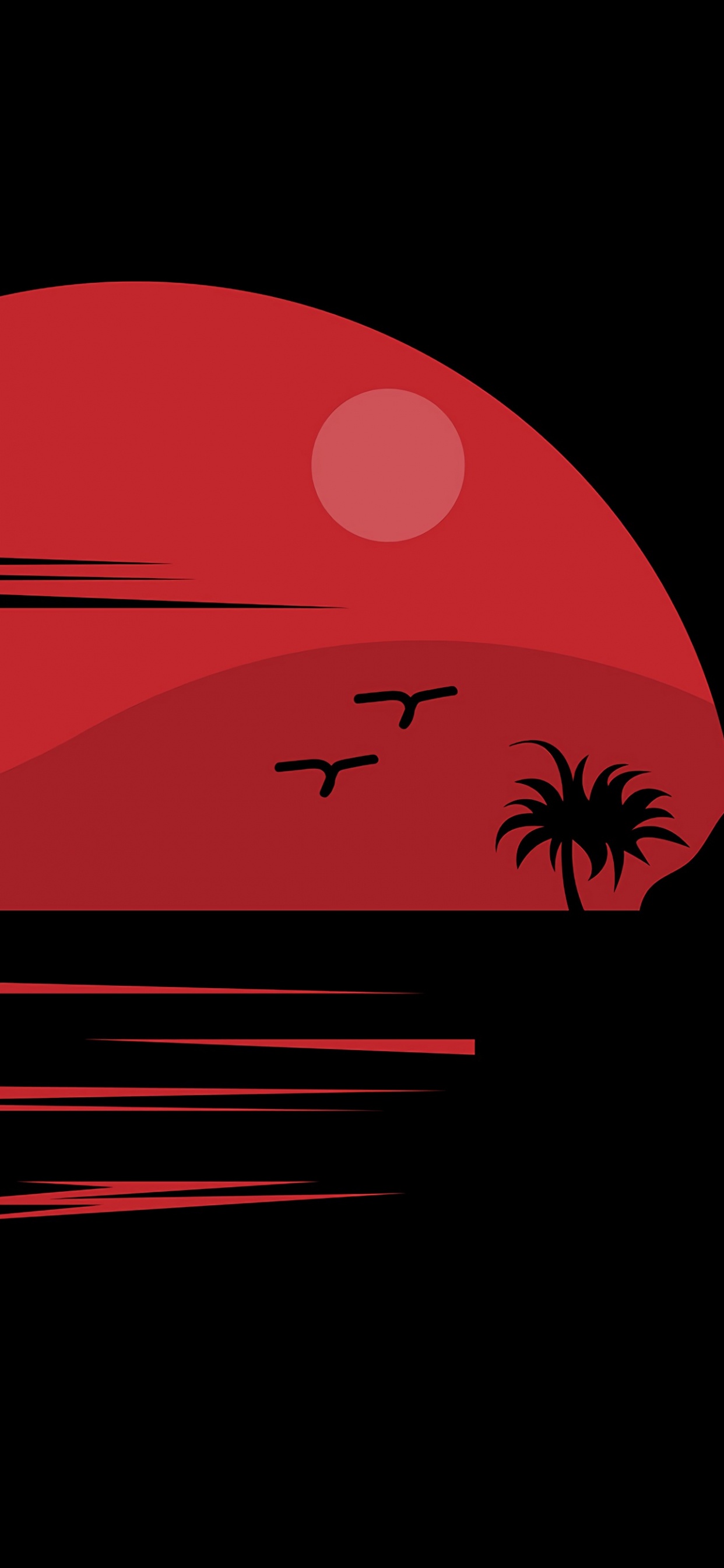 Ilustración de Pájaro Rojo y Negro. Wallpaper in 1242x2688 Resolution