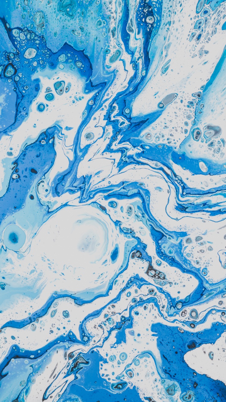 Peinture Abstraite Bleue et Blanche. Wallpaper in 720x1280 Resolution