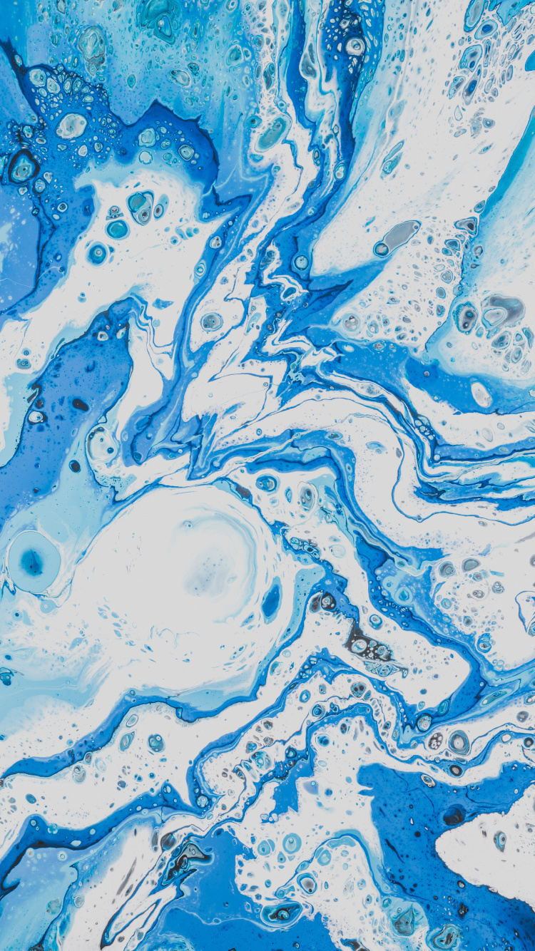 Peinture Abstraite Bleue et Blanche. Wallpaper in 750x1334 Resolution