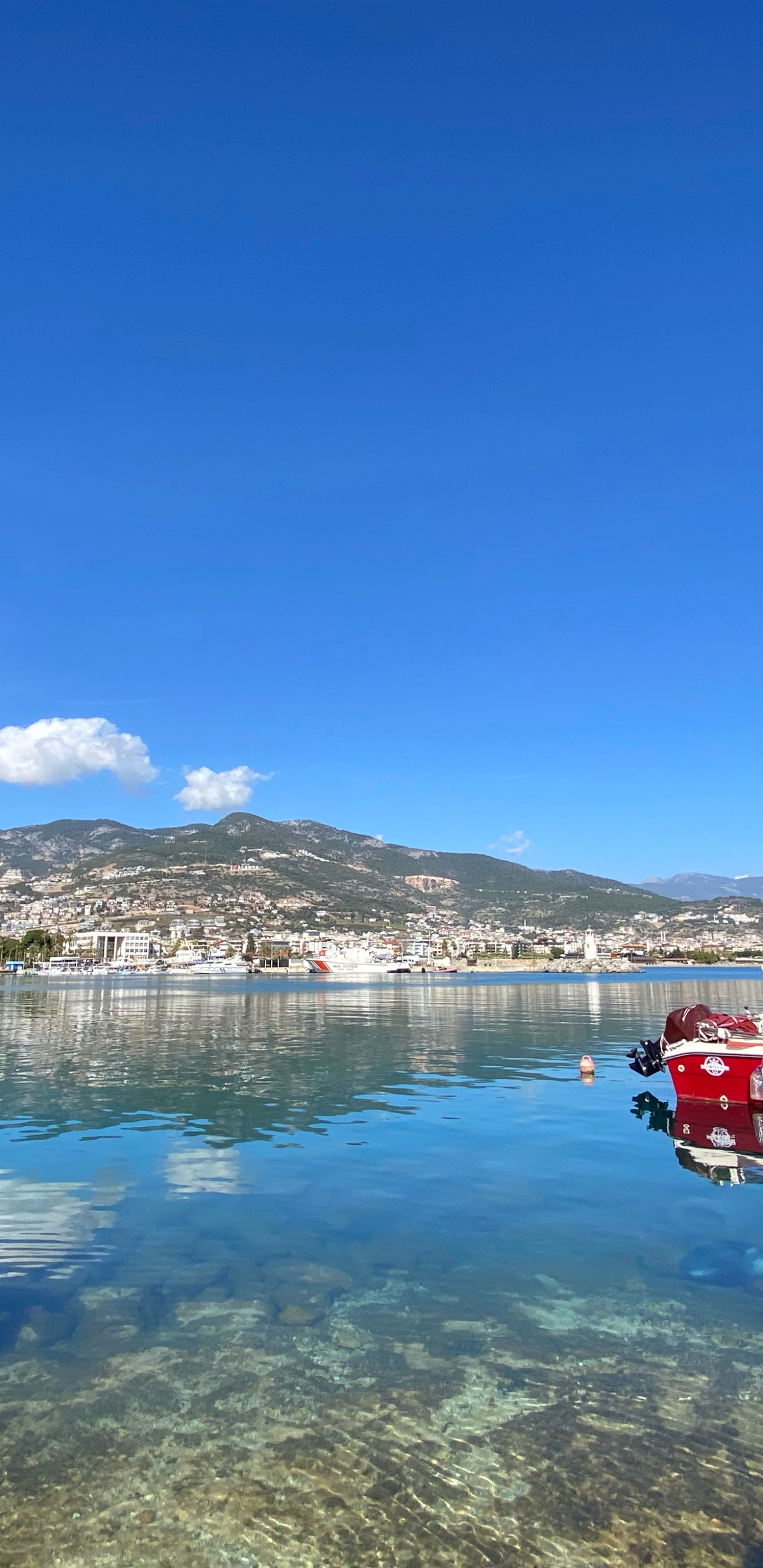 Water, Cloud, Mountain, Blue, Watercraft. Wallpaper in 1440x2960 Resolution