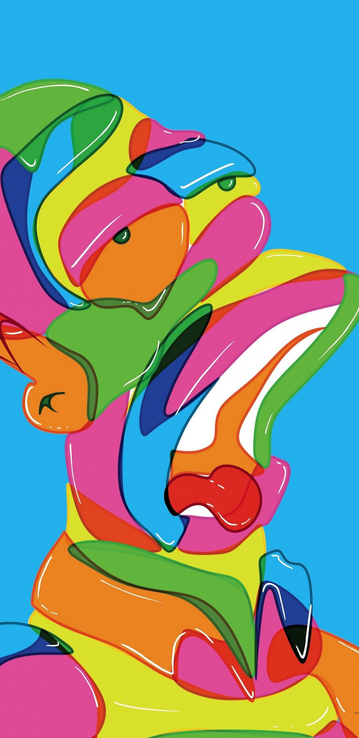 Homer Simpson Colorful, Homer Simpson, Bart Simpson, Marge Simpson, Art. Wallpaper in 1440x2960 Resolution