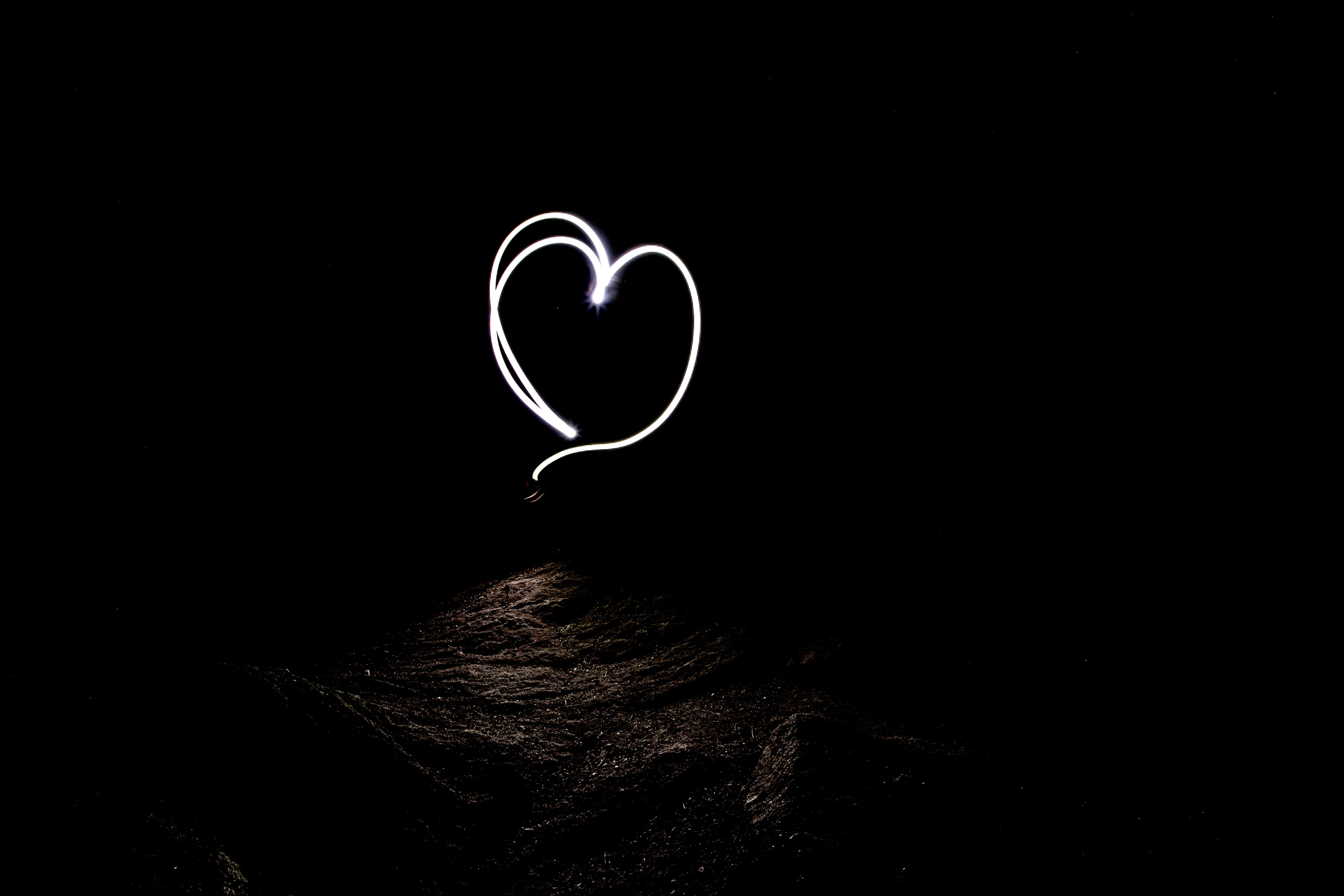 Wallpaper White Heart Shape on Black Background Background  Download Free  Image