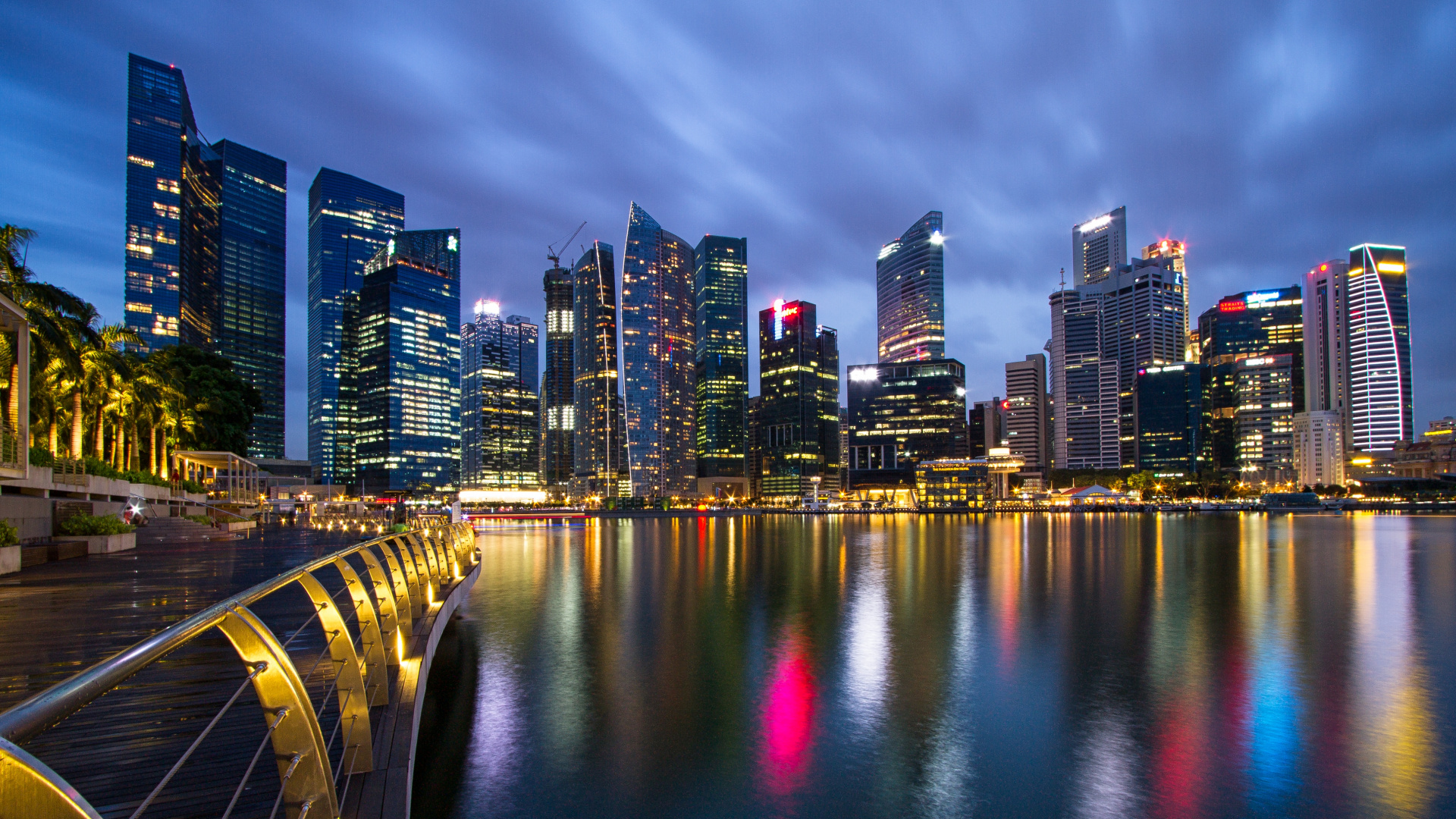 Skyline Der Stadt Bei Nacht Night. Wallpaper in 1920x1080 Resolution