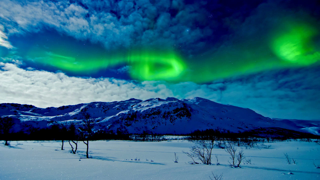 Aurora, Nature, Winter, Cloud, Light. Wallpaper in 1280x720 Resolution