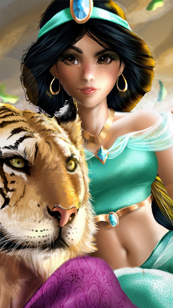 Femme en Débardeur Bleu Sarcelle Avec Visage de Tigre. Wallpaper in 720x1280 Resolution