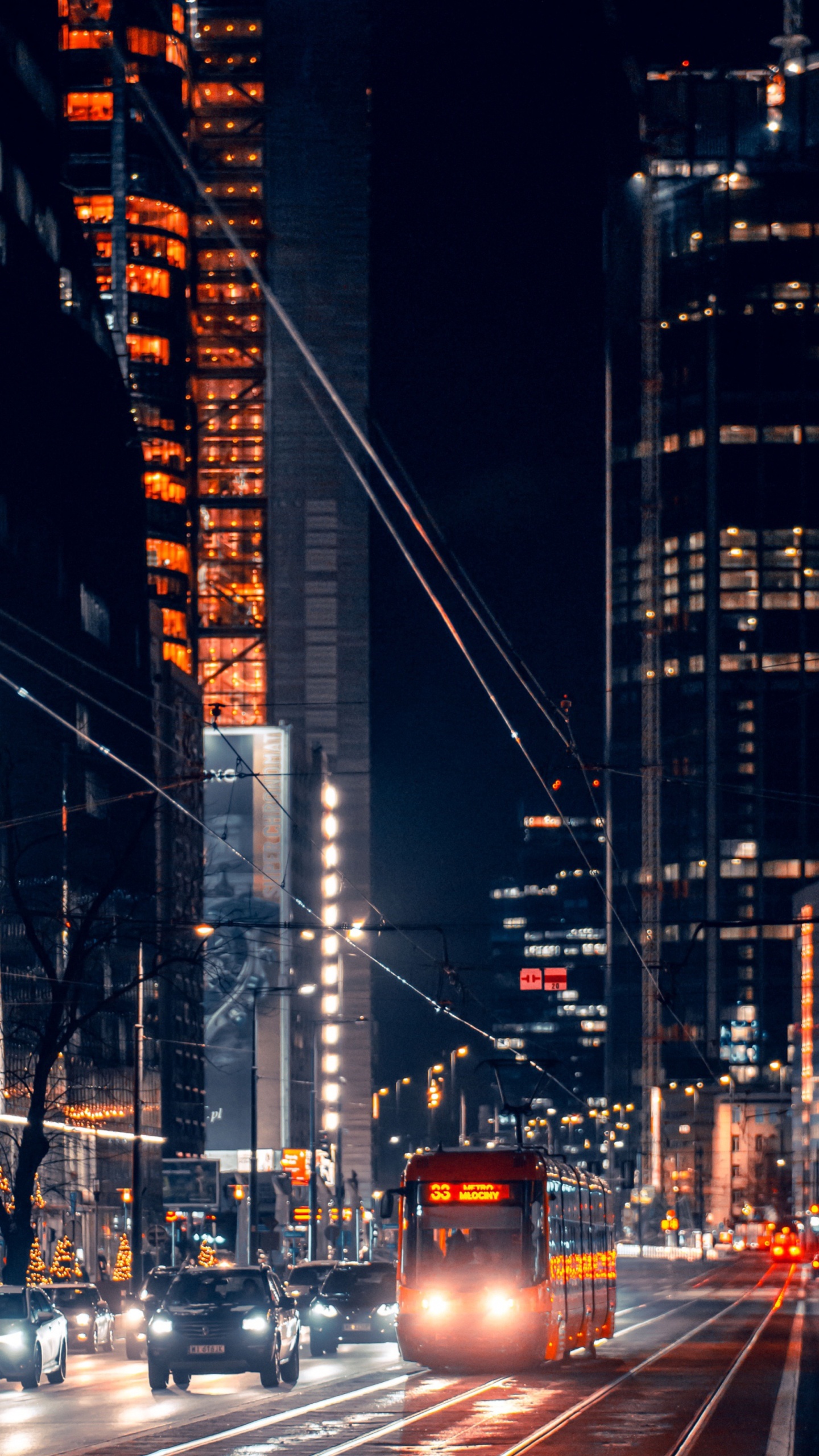 Warsaw, Building, Skyscraper, Automotive Lighting, Light. Wallpaper in 1440x2560 Resolution