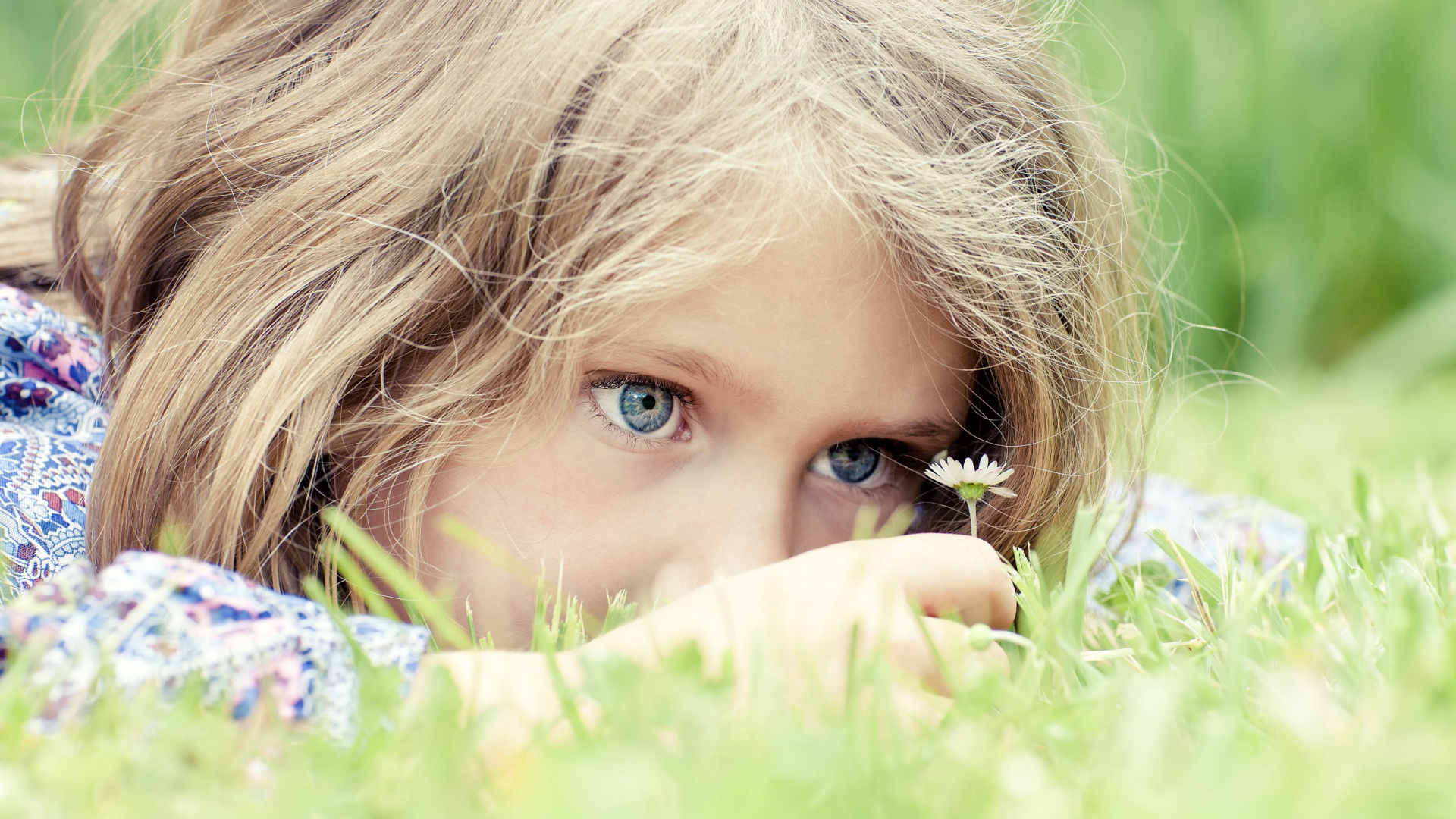 Face, Blond, Grass, Eye, Child. Wallpaper in 1920x1080 Resolution