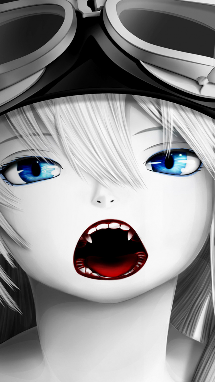 Schwarz-Weiß-Roboter Mit Kopfhörern. Wallpaper in 750x1334 Resolution