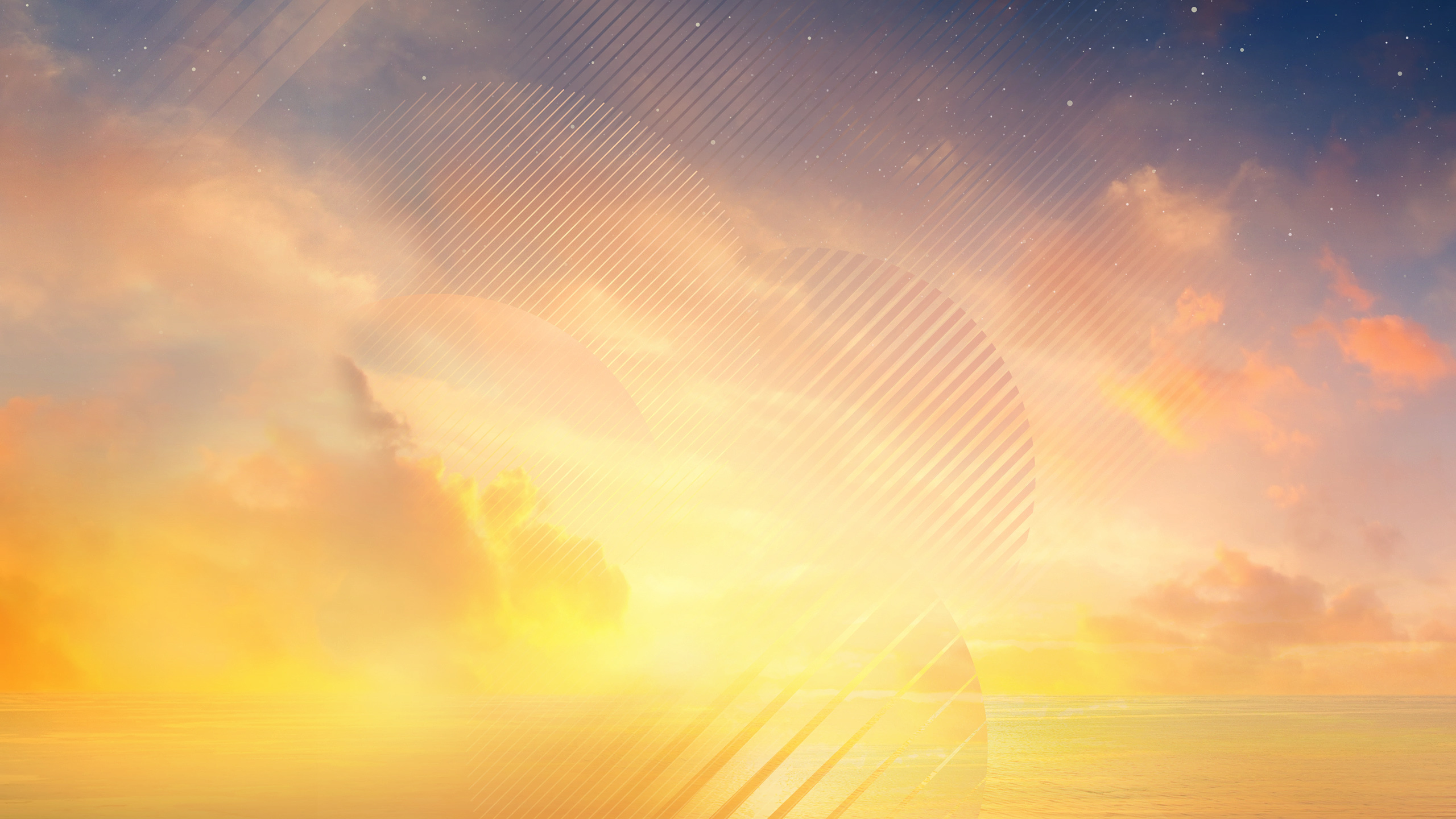 Blauer Und Gelber Himmel Mit Wolken. Wallpaper in 2560x1440 Resolution