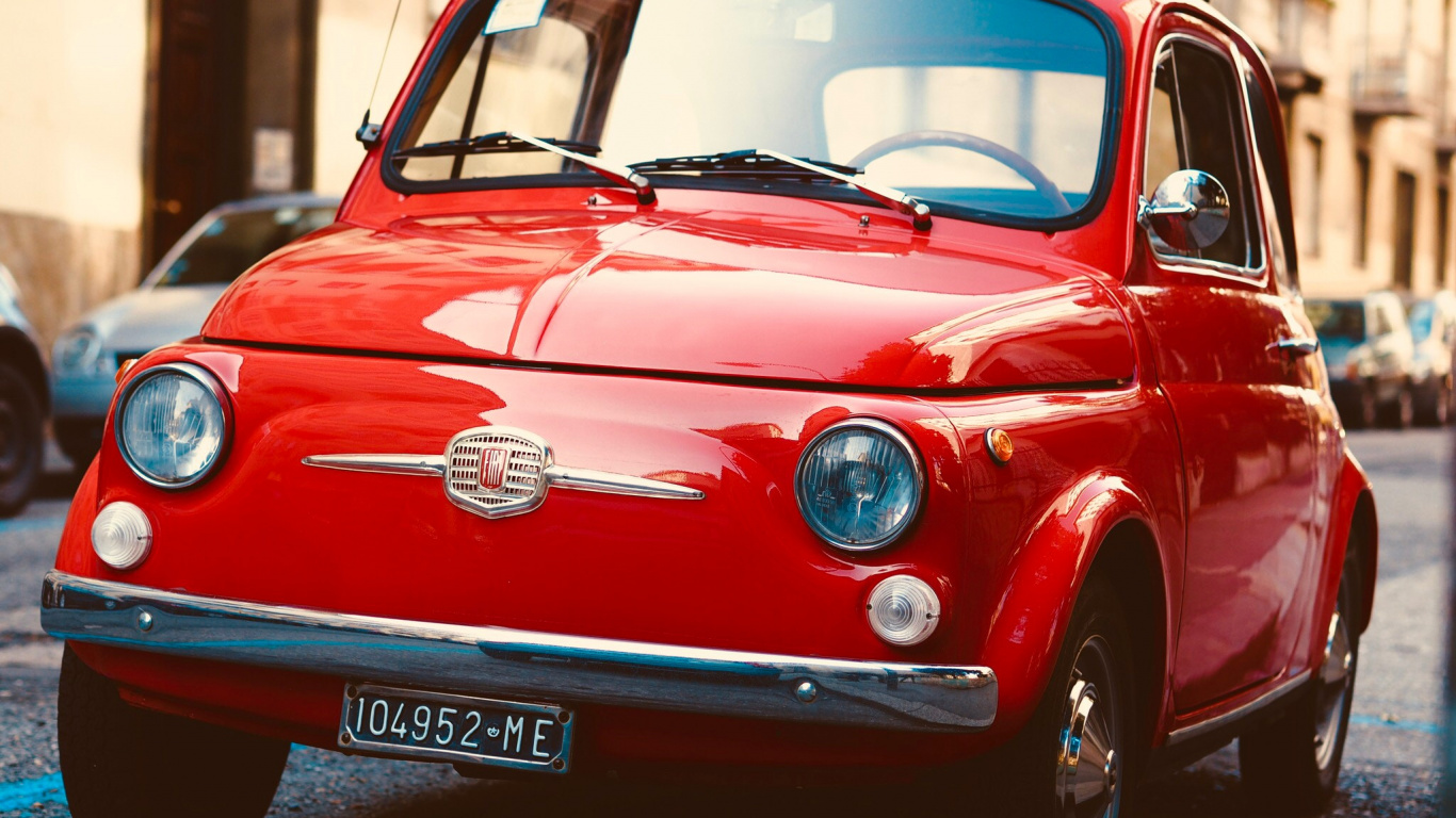 Red Volkswagen Beetle Parked on The Street During Daytime. Wallpaper in 1366x768 Resolution
