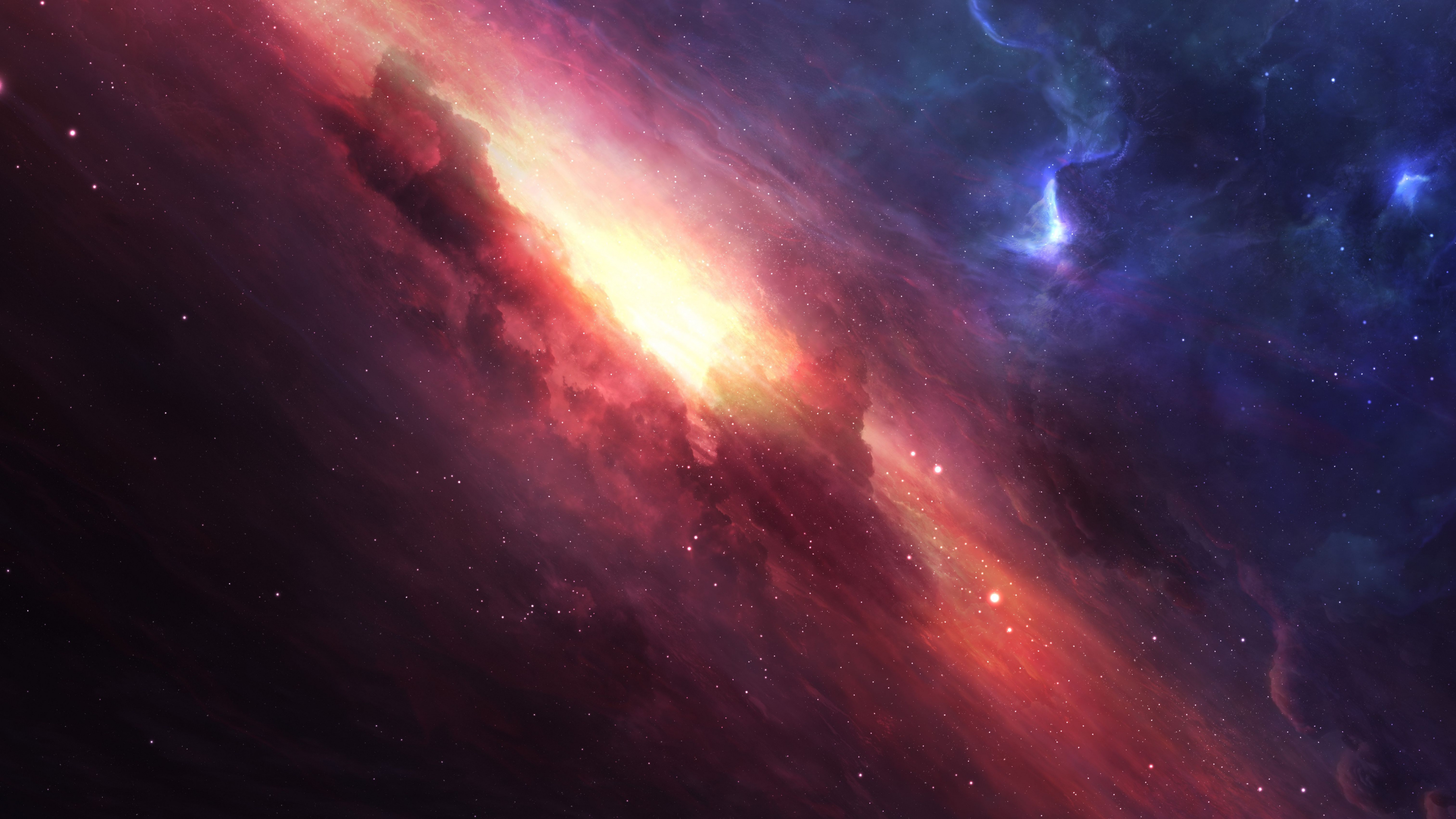 Nuit Étoilée Bleue et Rouge. Wallpaper in 3840x2160 Resolution