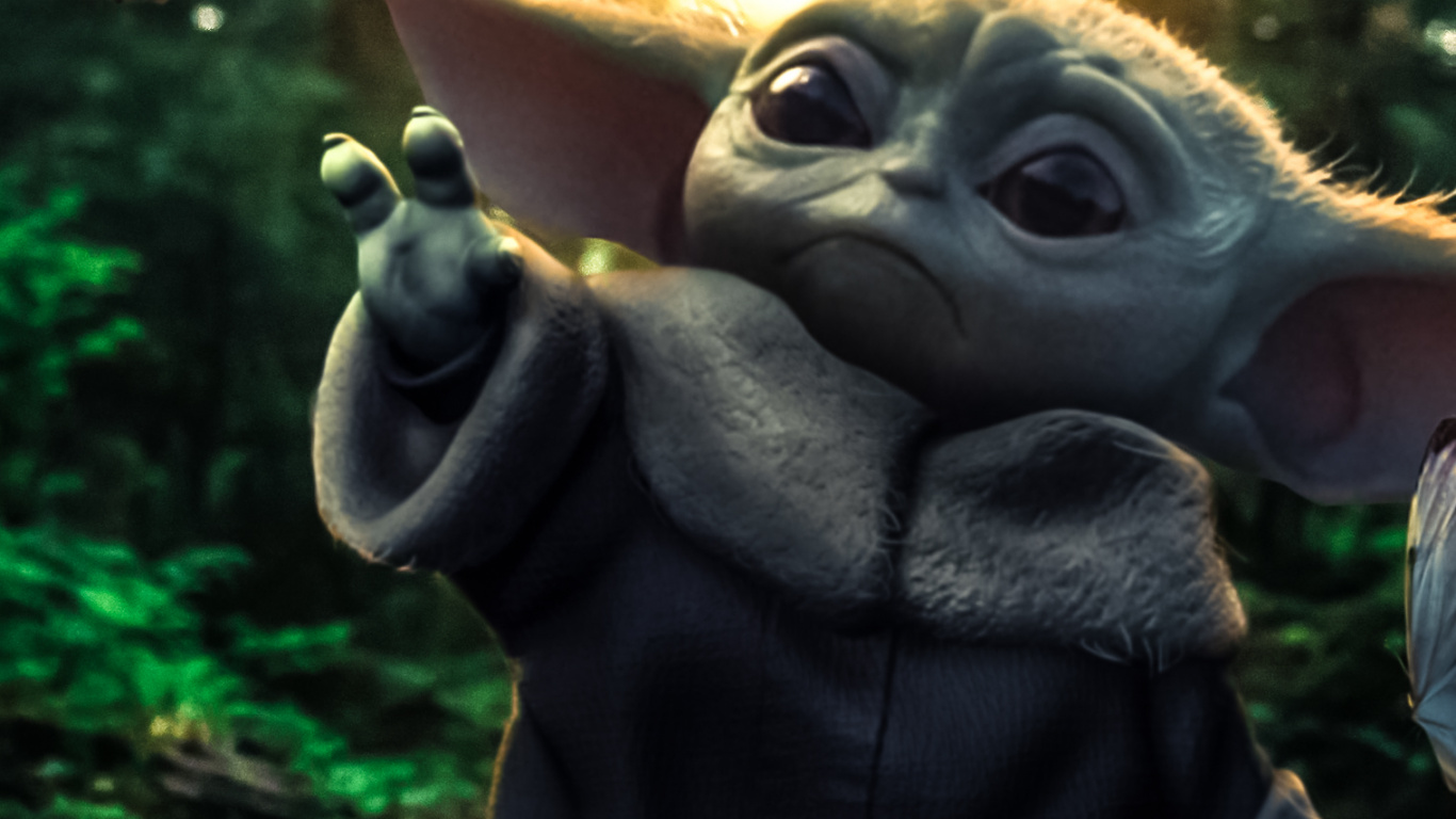 Grogu, Yoda, Malerei, Star Wars, Poster. Wallpaper in 1366x768 Resolution