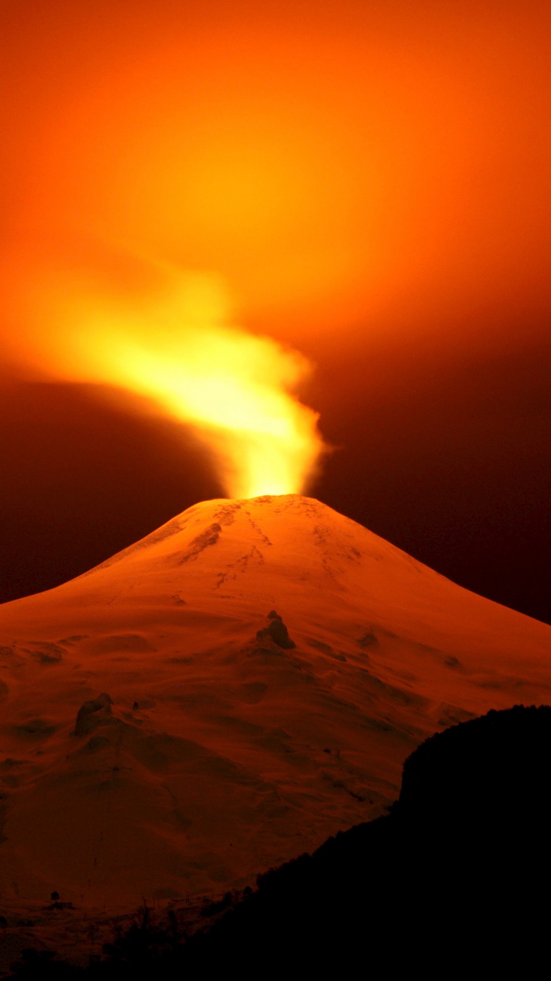 White and Black Mountain Under Orange Sky. Wallpaper in 1080x1920 Resolution