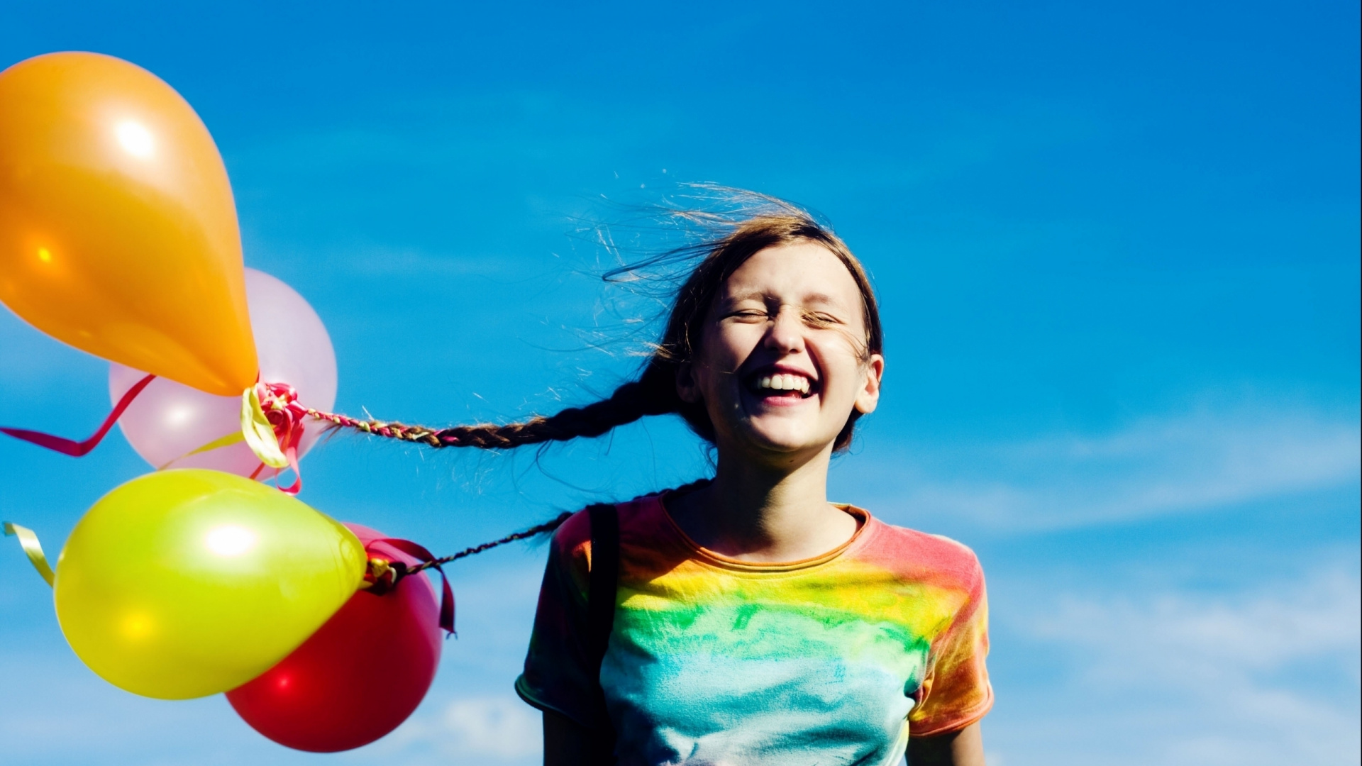 Balloon, Blue, Facial Expression, Fun, Girl. Wallpaper in 1920x1080 Resolution