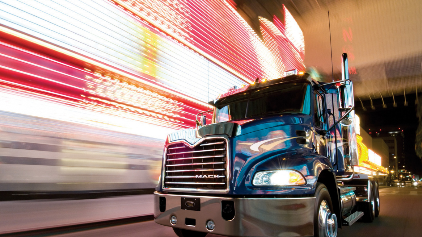 Camion Bleu et Blanc Sur Route Pendant la Journée. Wallpaper in 1366x768 Resolution