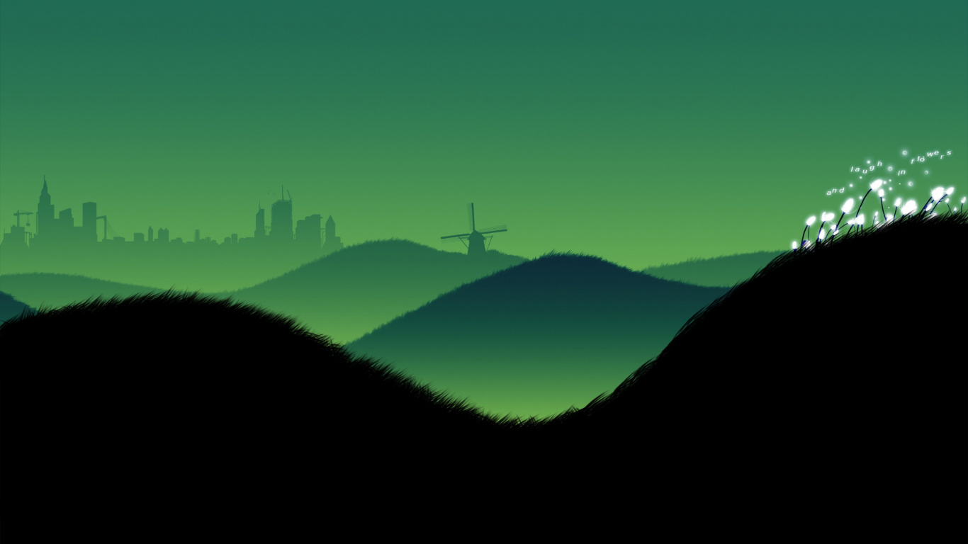 Silhouette de Montagne Pendant la Journée. Wallpaper in 1366x768 Resolution