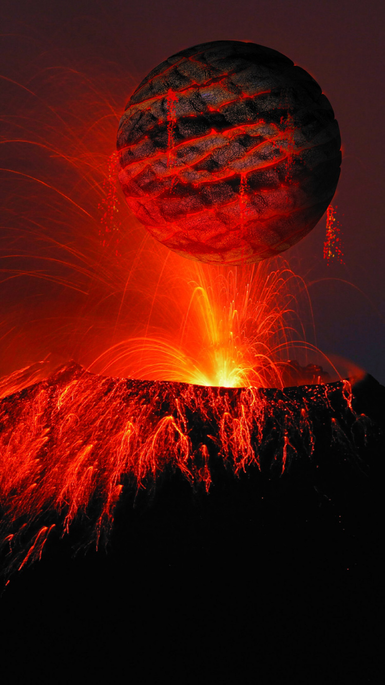 Illustration de la Planète Rouge et Noire. Wallpaper in 750x1334 Resolution