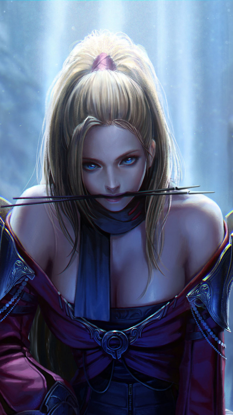 Frau in Schwarzer Lederjacke. Wallpaper in 750x1334 Resolution