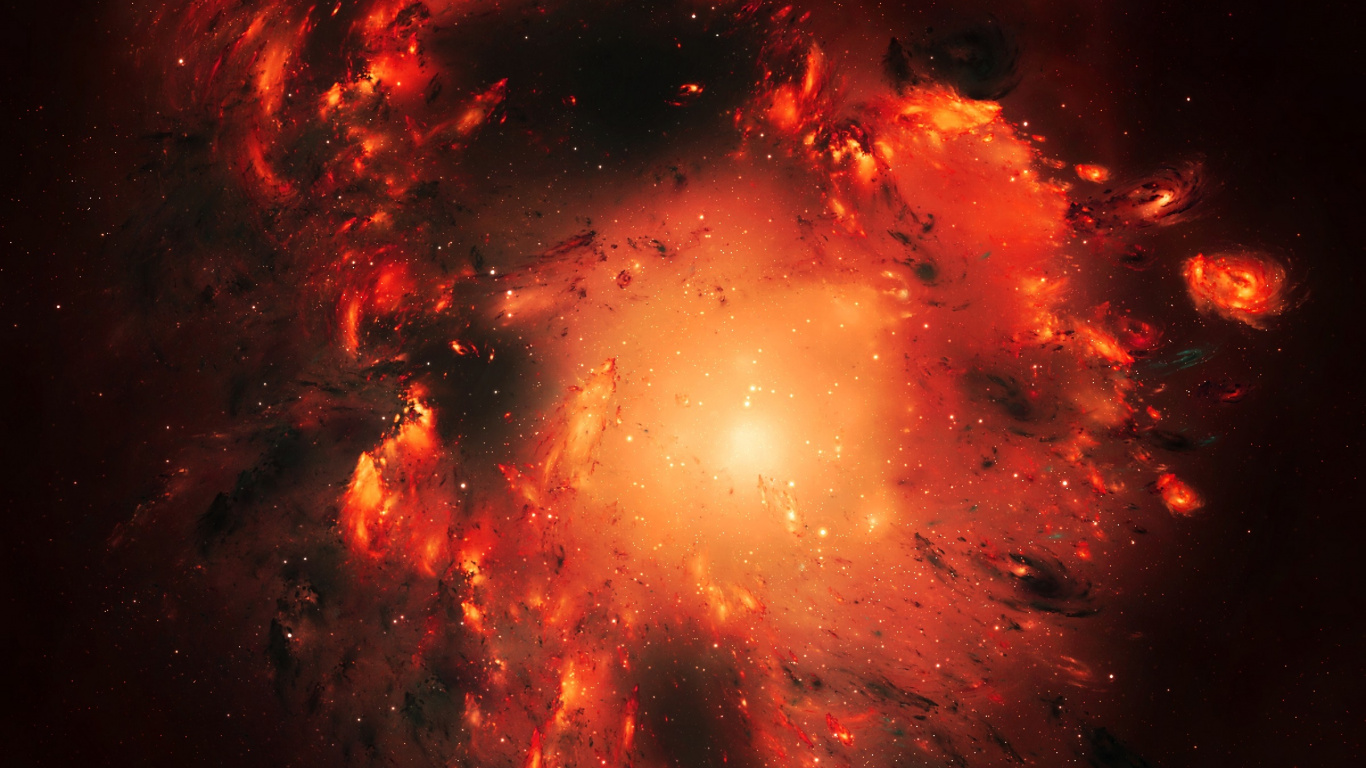 Ilustración de Galaxia Roja y Negra. Wallpaper in 1366x768 Resolution