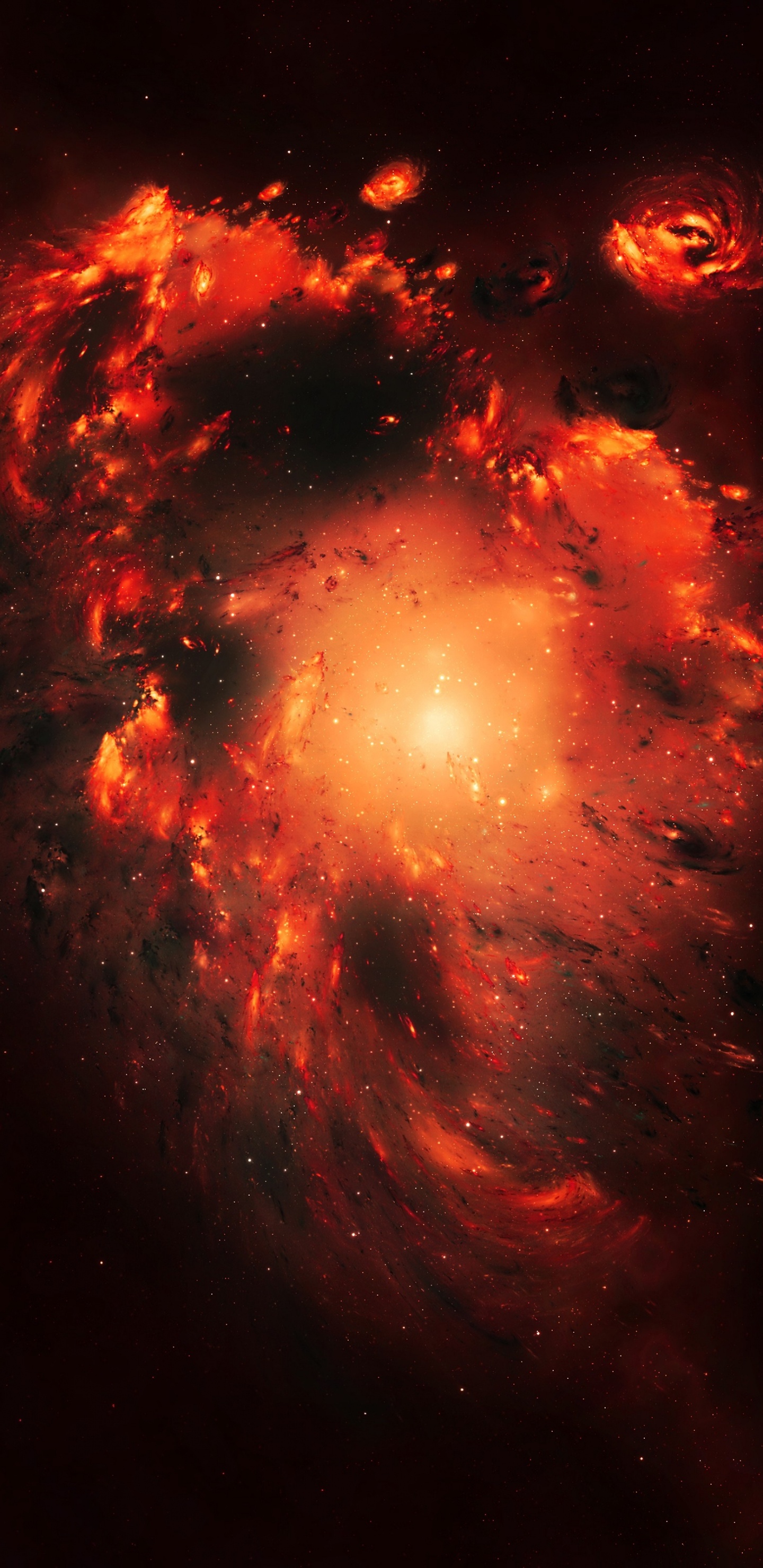 Rote Und Schwarze Galaxie Abbildung. Wallpaper in 1440x2960 Resolution