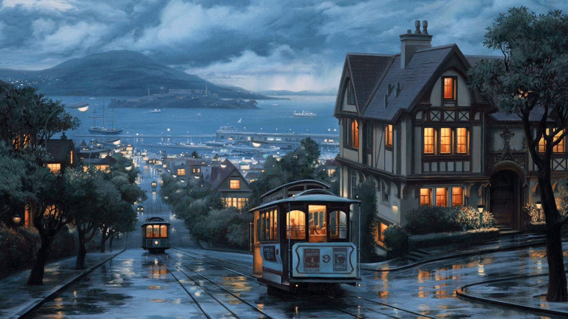 Transport, Stadt, Abend, Atmosphäre, Dämmerung. Wallpaper in 1920x1080 Resolution