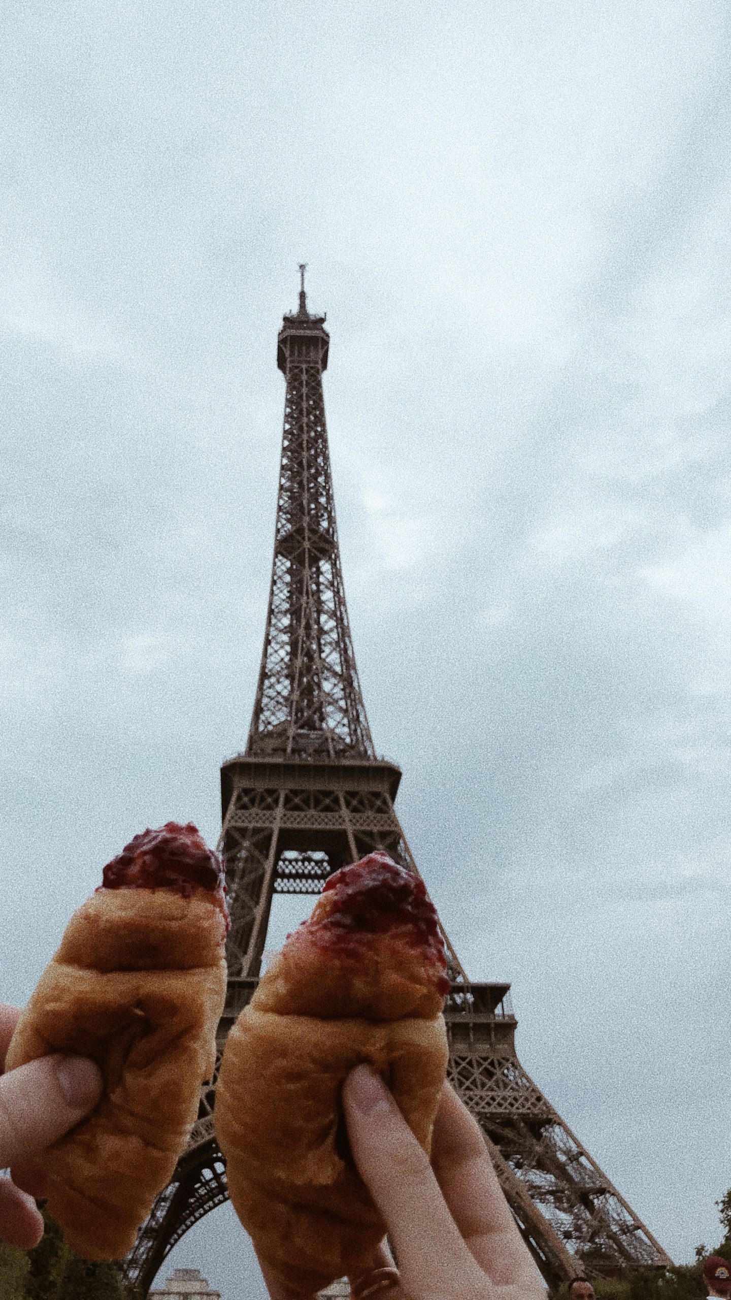Paris, Tour Eiffel, Croissant, La Tour Penchée de Pise, Champ-de-Mars. Wallpaper in 1440x2560 Resolution