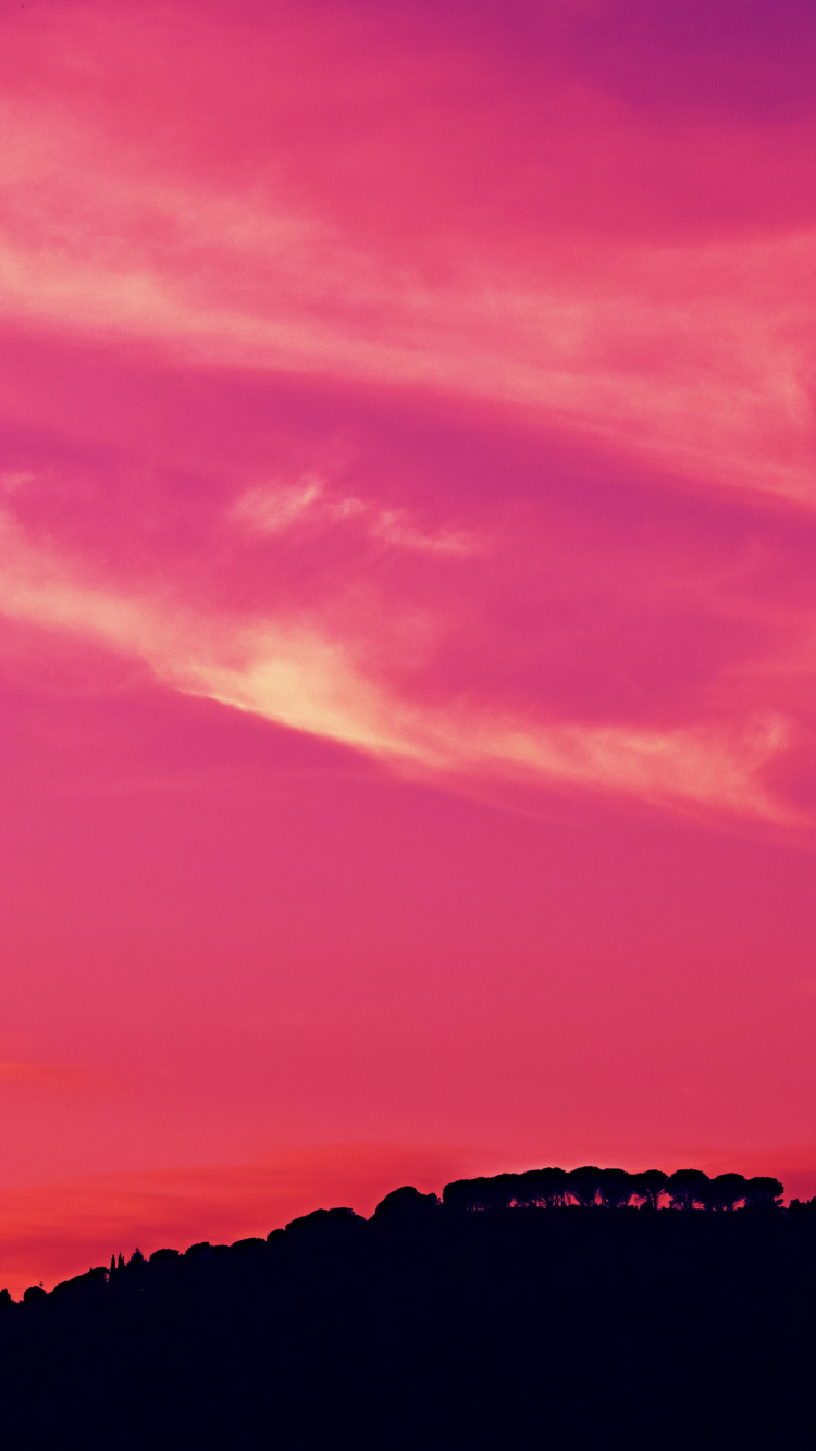 日落, 余辉, 红色的, 粉红色, 地平线 壁纸 750x1334 允许