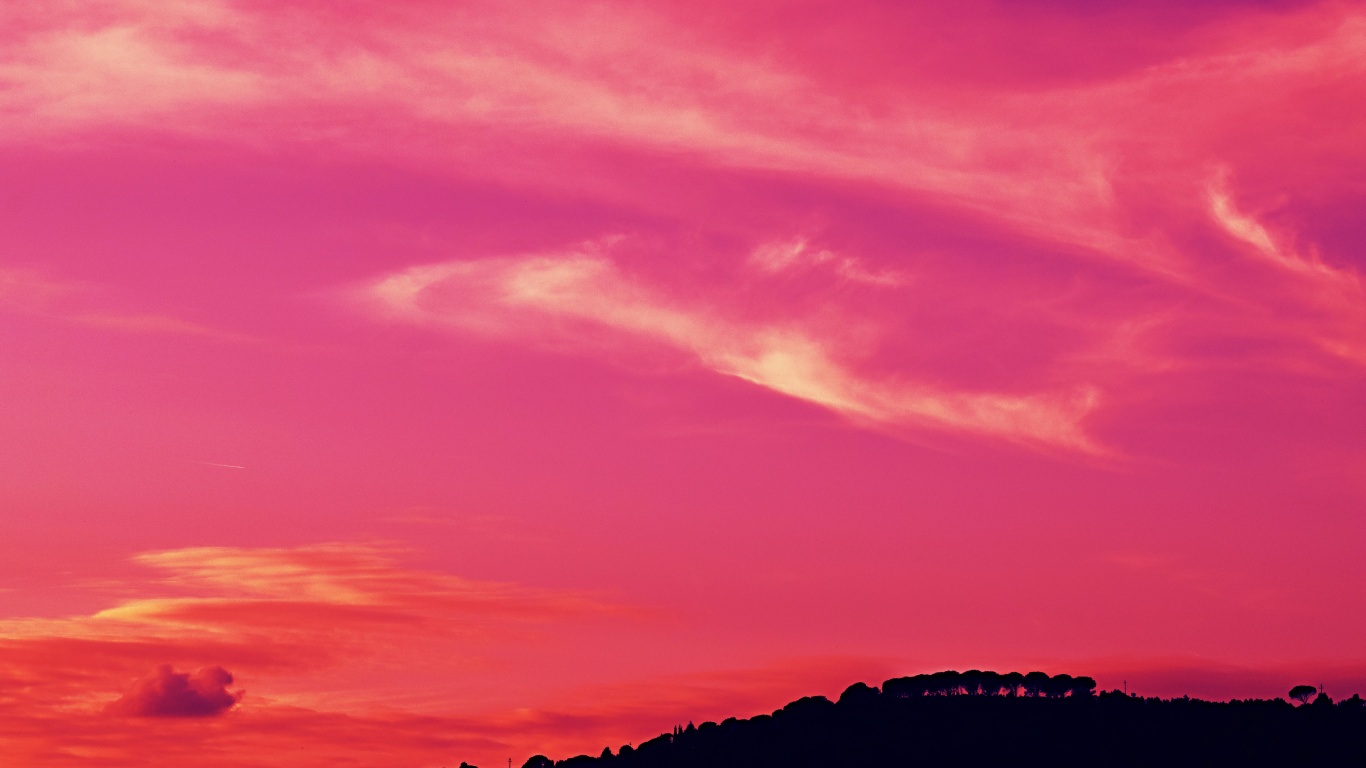 Sunset, Afterglow, Cloud, Red, Pink. Wallpaper in 1366x768 Resolution